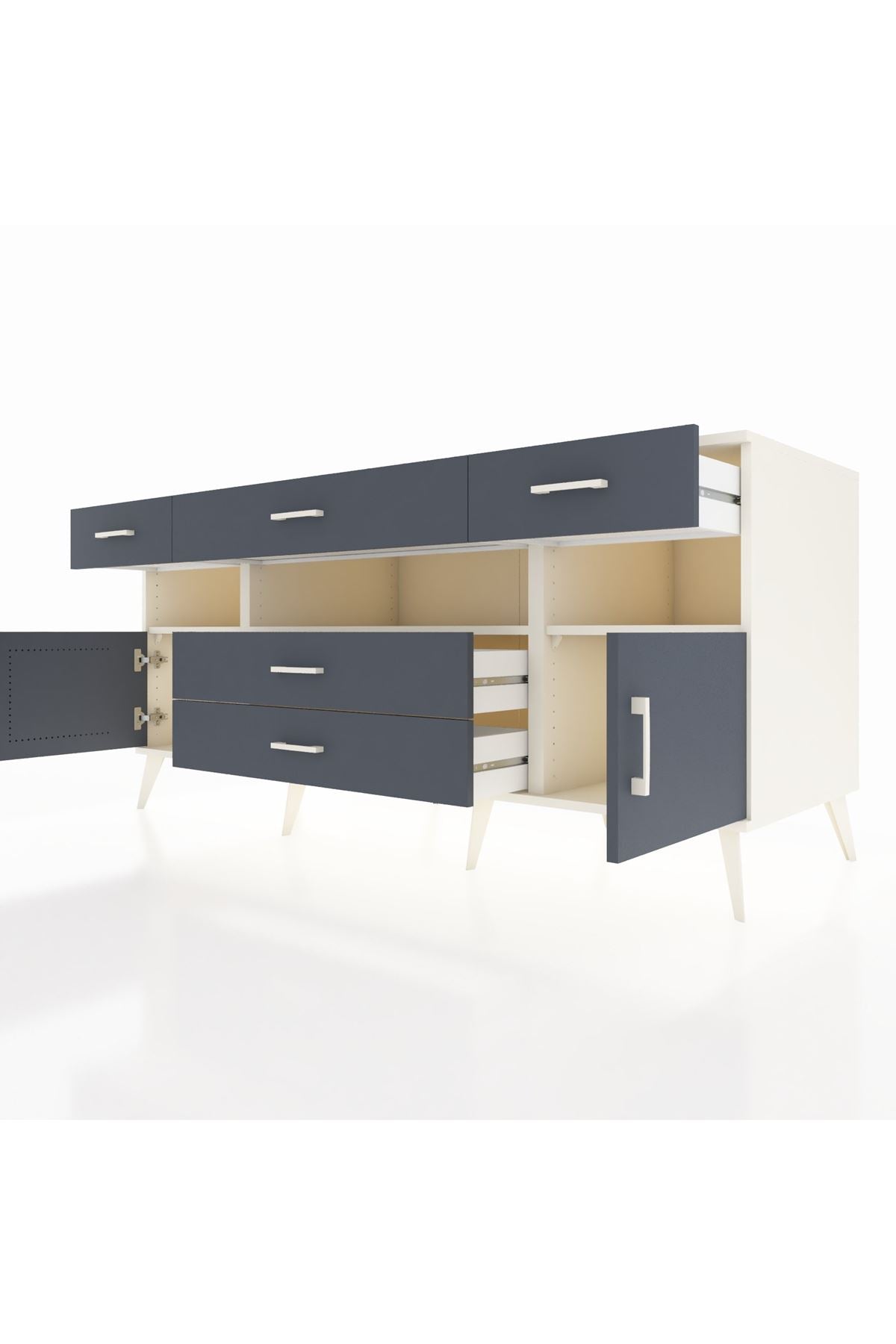 Kronos Konsol 3 Raflı 5 Çekmeceli 2 Kapaklı 176x59x83 - S610M016V08C