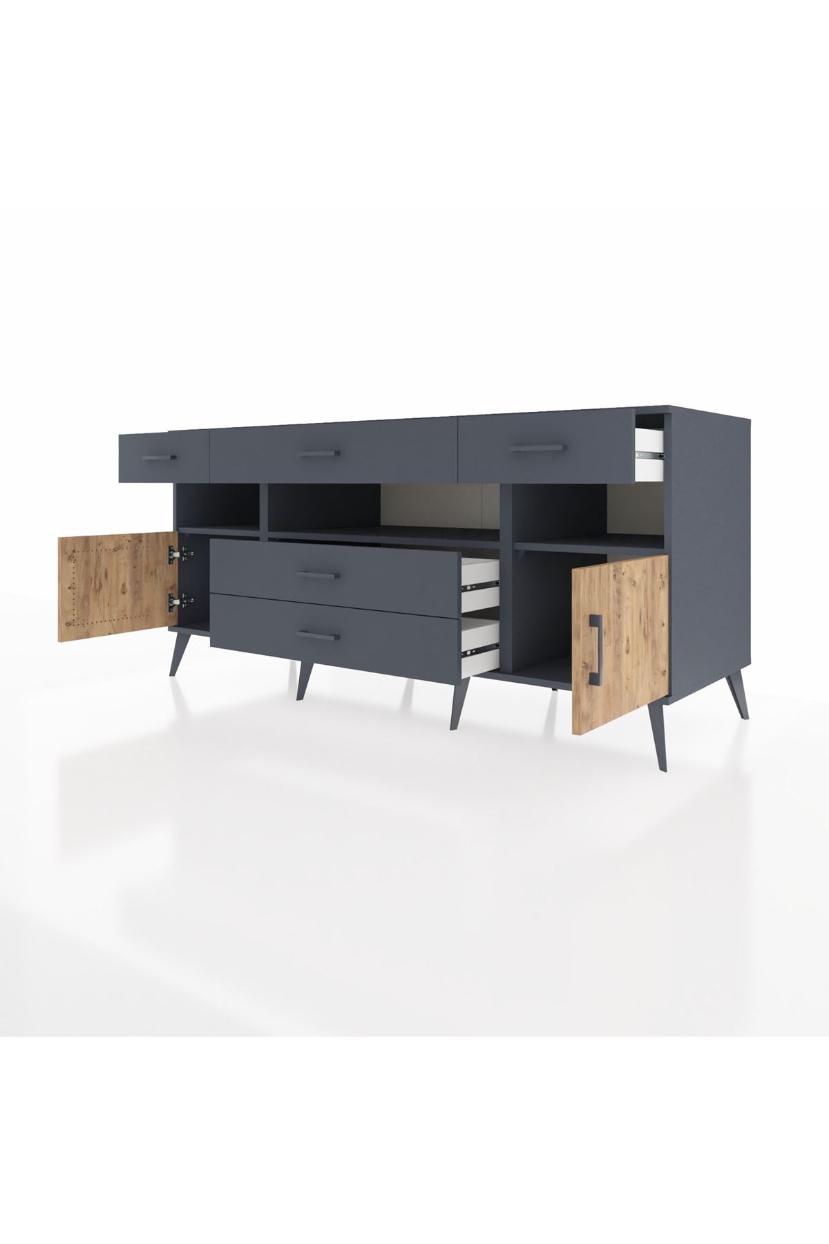 Kronos Konsol 3 Raflı 5 Çekmeceli 2 Kapaklı 176x59x83 - S610M016V11C