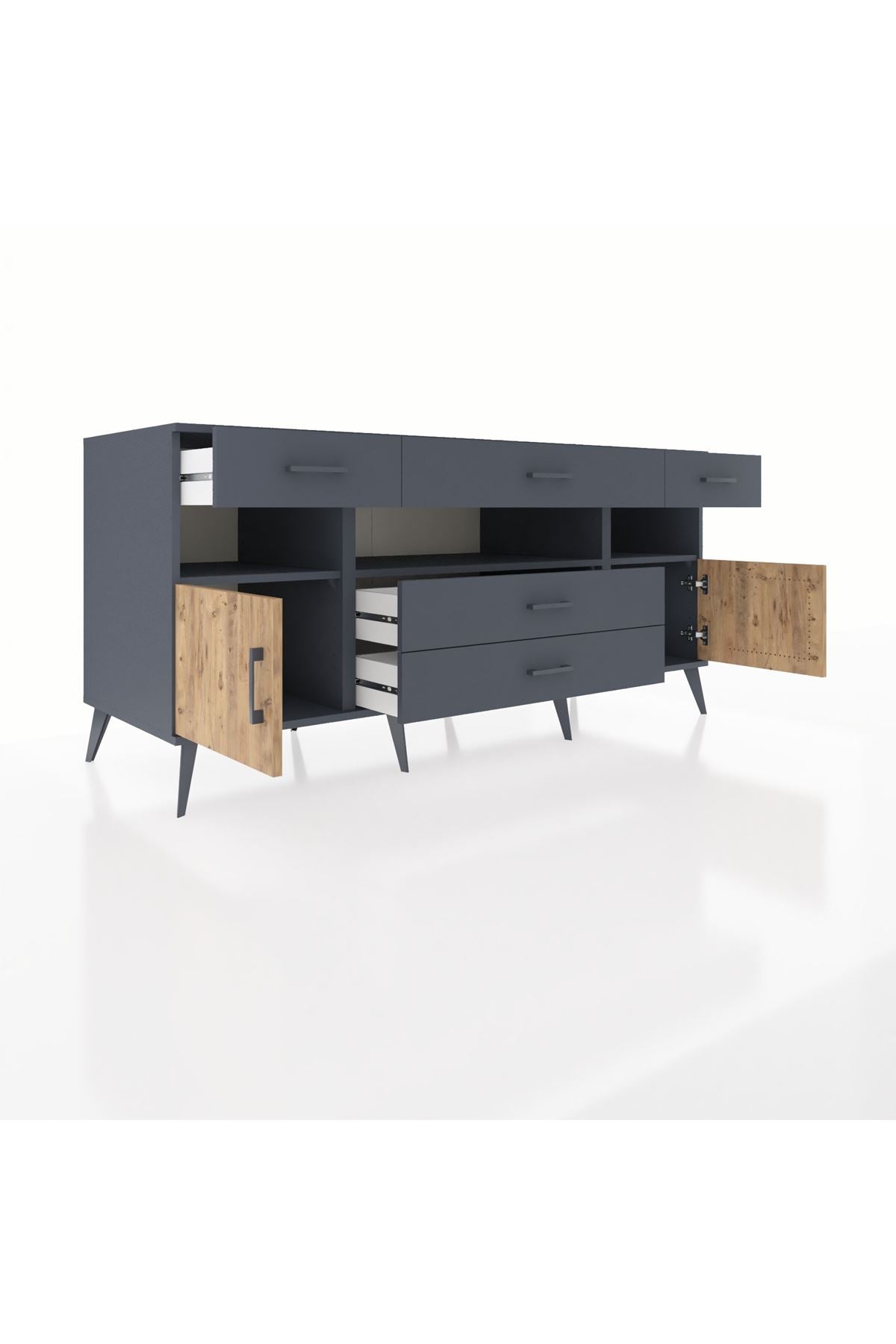 Kronos Konsol 3 Raflı 5 Çekmeceli 2 Kapaklı 176x59x83 - S610M016V11C