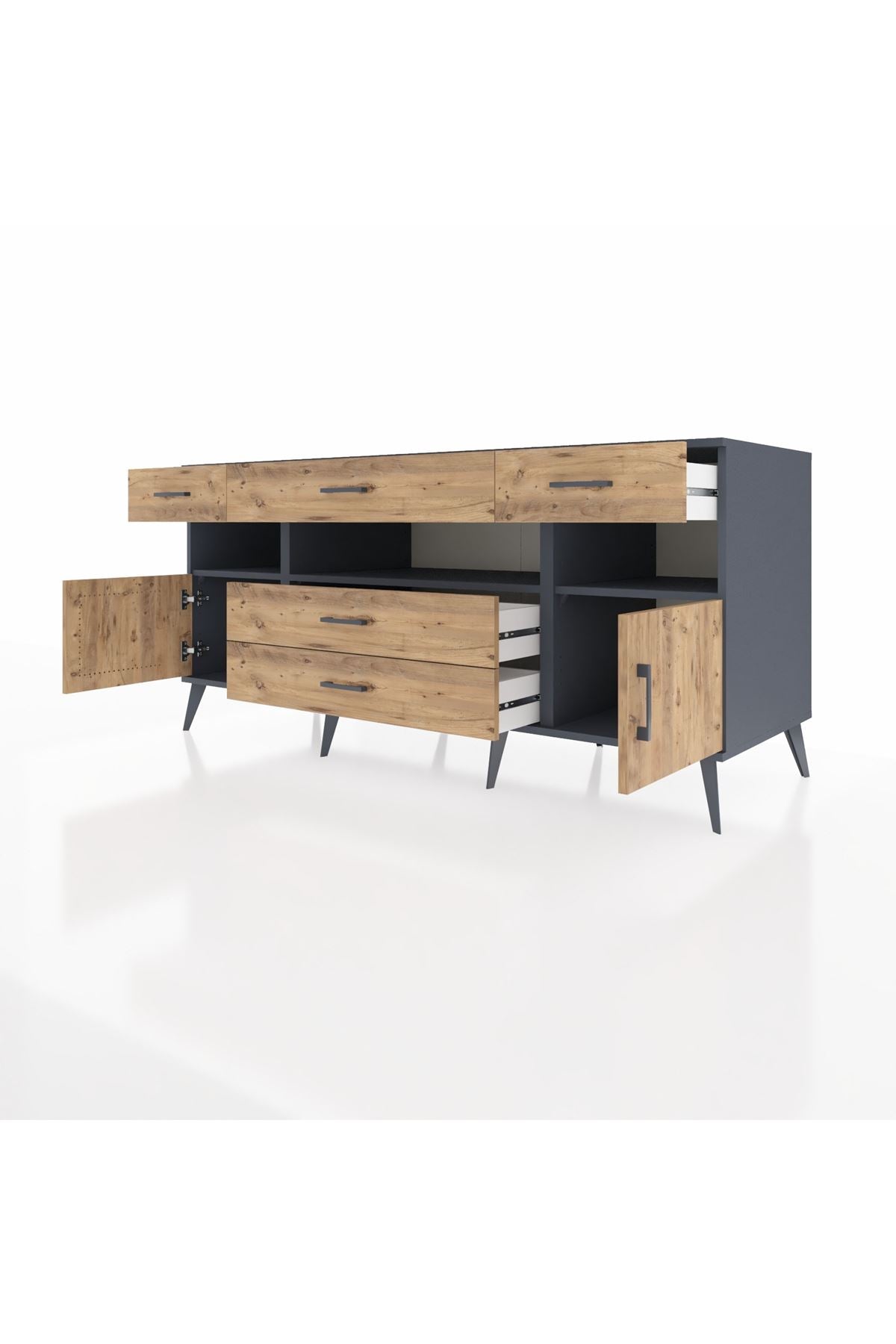 Kronos Konsol 3 Raflı 5 Çekmeceli 2 Kapaklı 176x59x83 - S610M016V12C