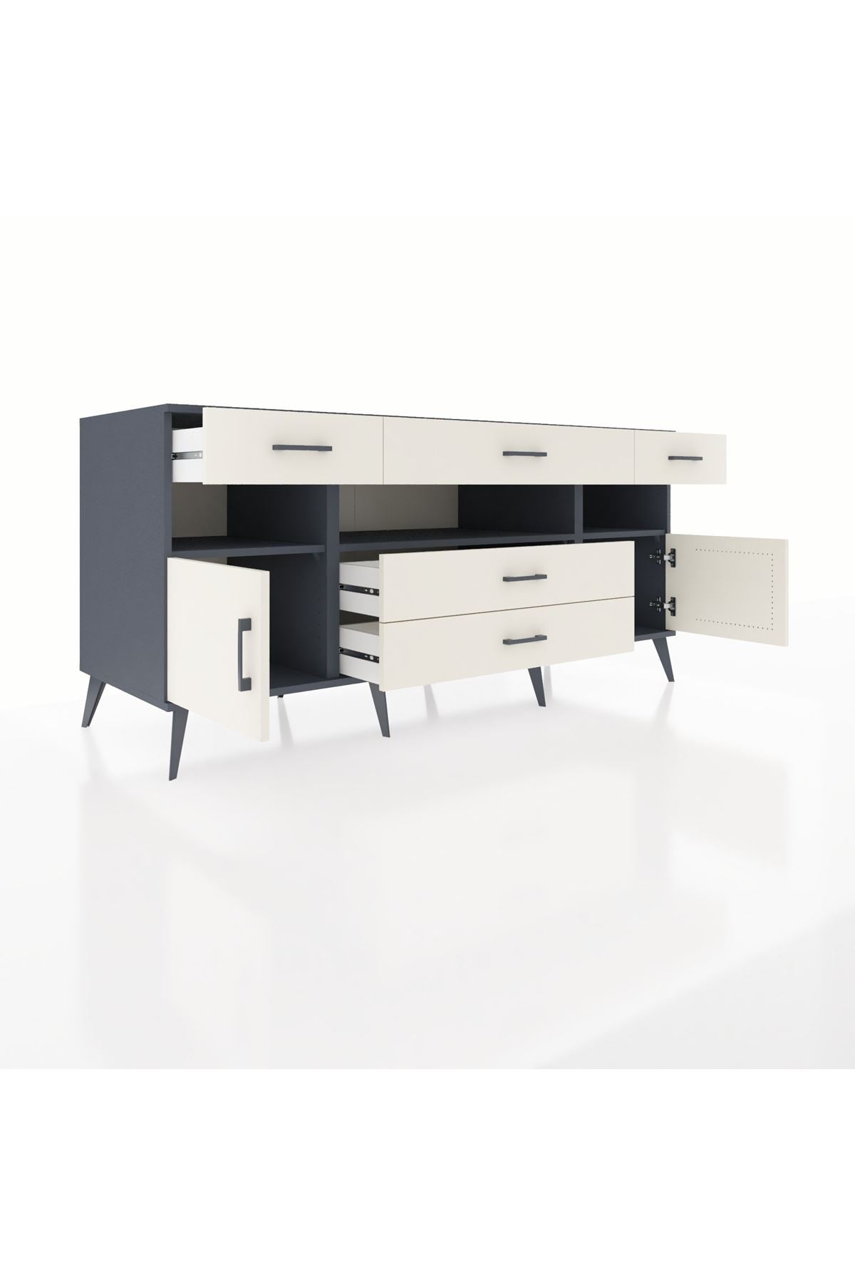 Kronos Konsol 3 Raflı 5 Çekmeceli 2 Kapaklı 176x59x83 - S610M016V13C