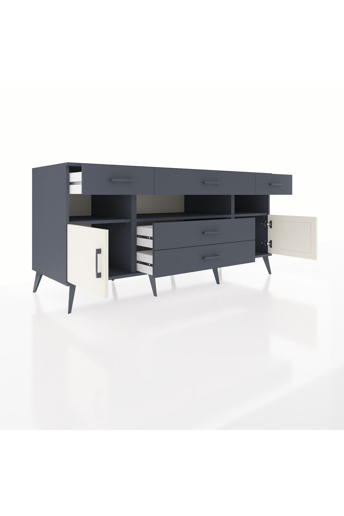 Kronos Konsol 3 Raflı 5 Çekmeceli 2 Kapaklı 176x59x83 - S610M016V14C