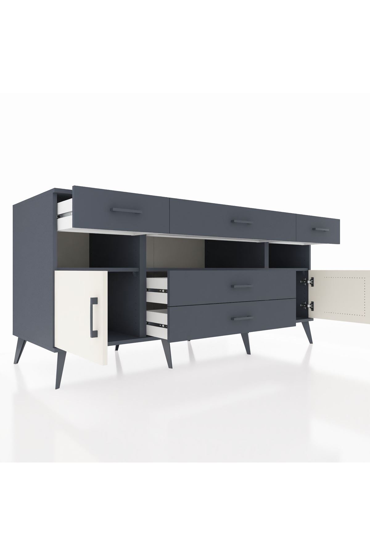 Kronos Konsol 3 Raflı 5 Çekmeceli 2 Kapaklı 176x59x83 - S610M016V14C