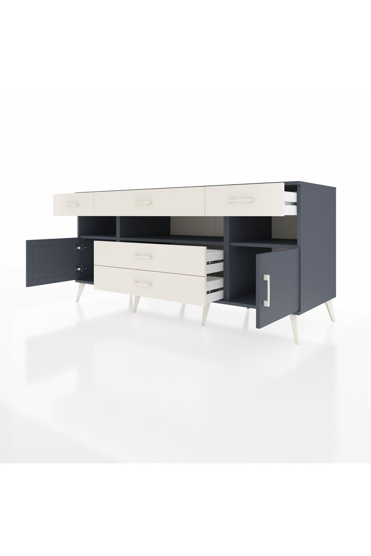 Kronos Konsol 3 Raflı 5 Çekmeceli 2 Kapaklı 176x59x83 - S610M016V16C