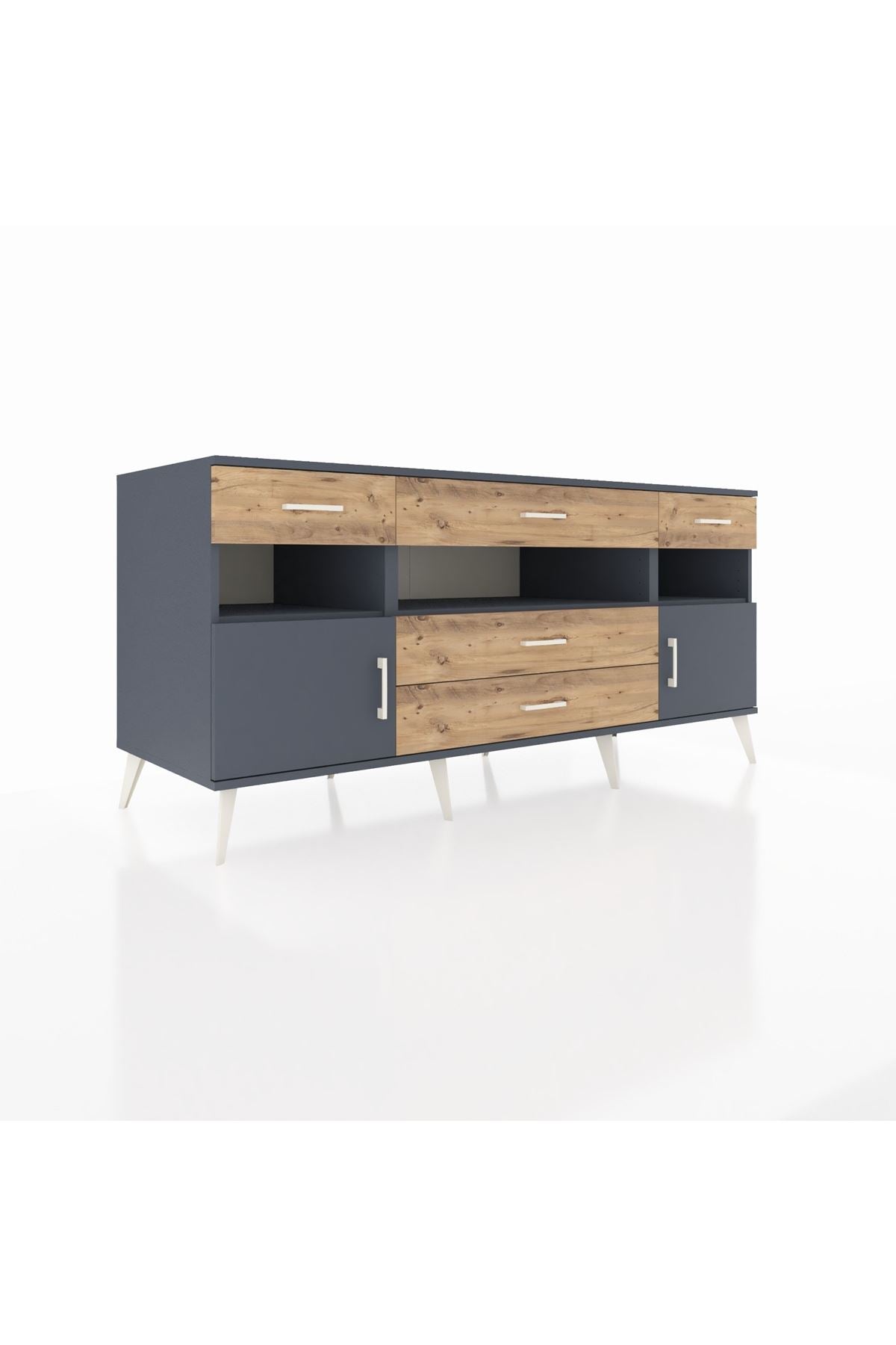 Kronos Konsol 3 Raflı 5 Çekmeceli 2 Kapaklı 176x59x83 - S610M016V18C