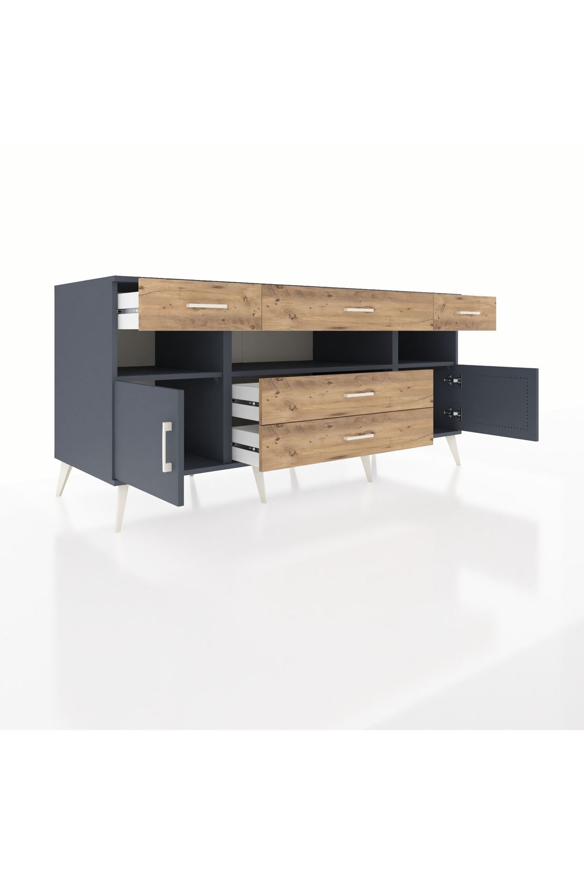 Kronos Konsol 3 Raflı 5 Çekmeceli 2 Kapaklı 176x59x83 - S610M016V18C