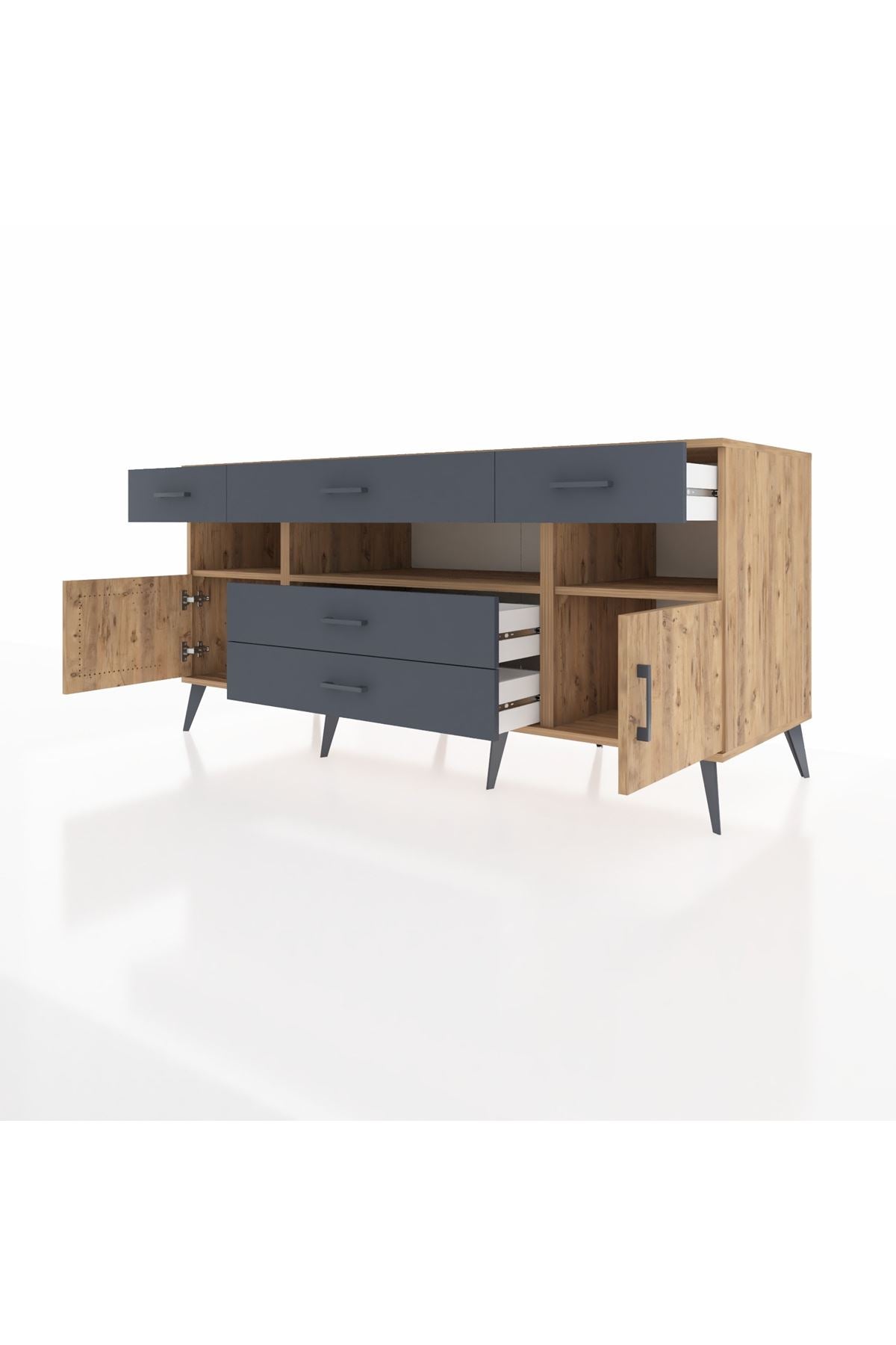 Kronos Konsol 3 Raflı 5 Çekmeceli 2 Kapaklı 176x59x83 - S610M016V20C