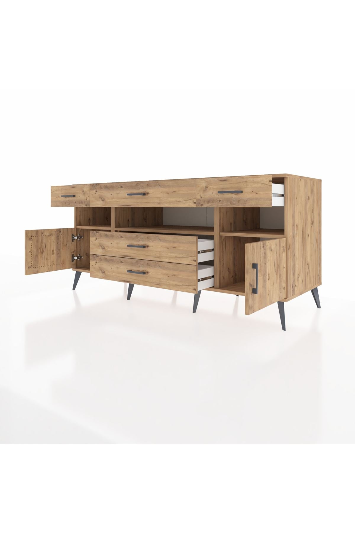 Kronos Konsol 3 Raflı 5 Çekmeceli 2 Kapaklı 176x59x83 - S610M016V21C