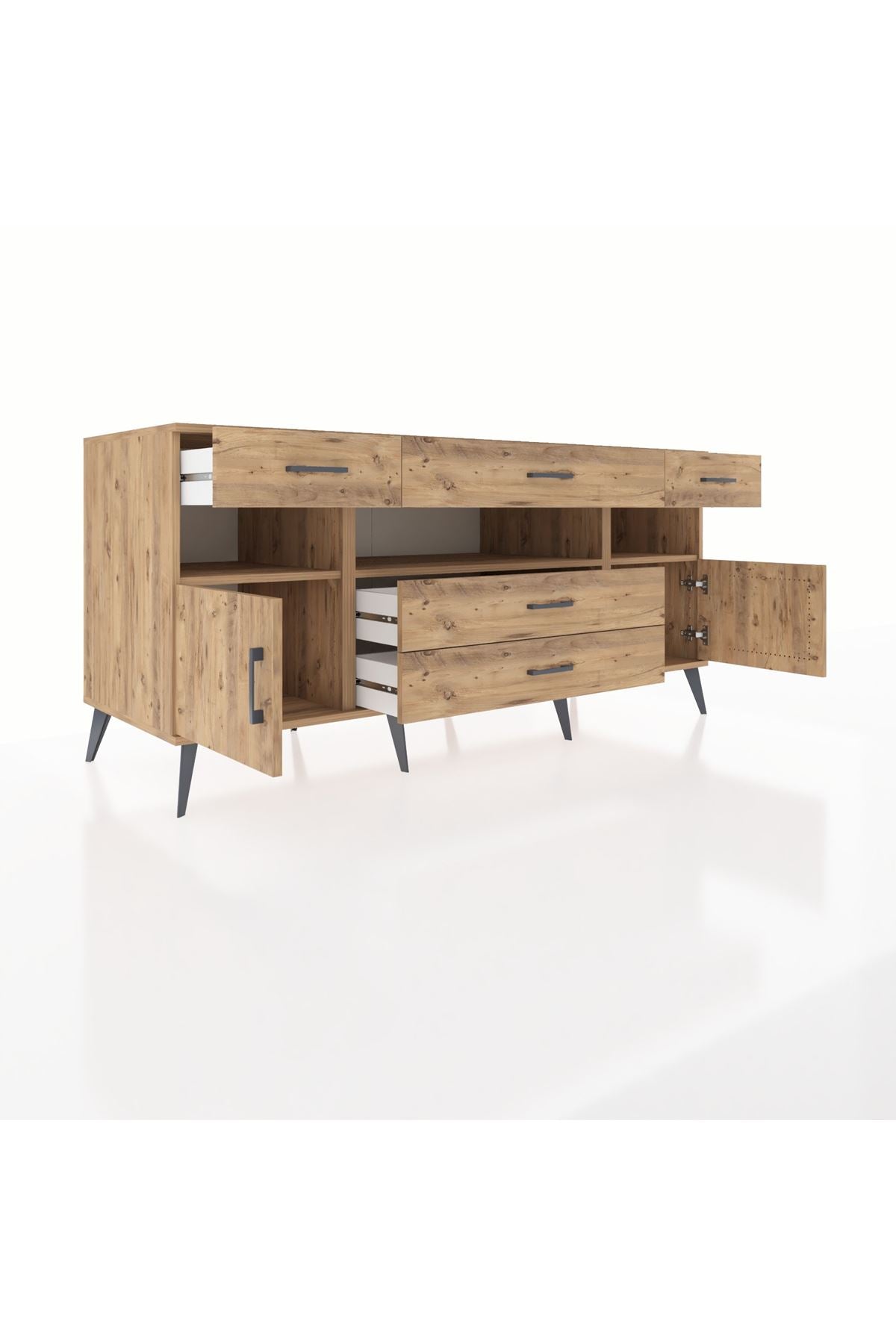 Kronos Konsol 3 Raflı 5 Çekmeceli 2 Kapaklı 176x59x83 - S610M016V21C