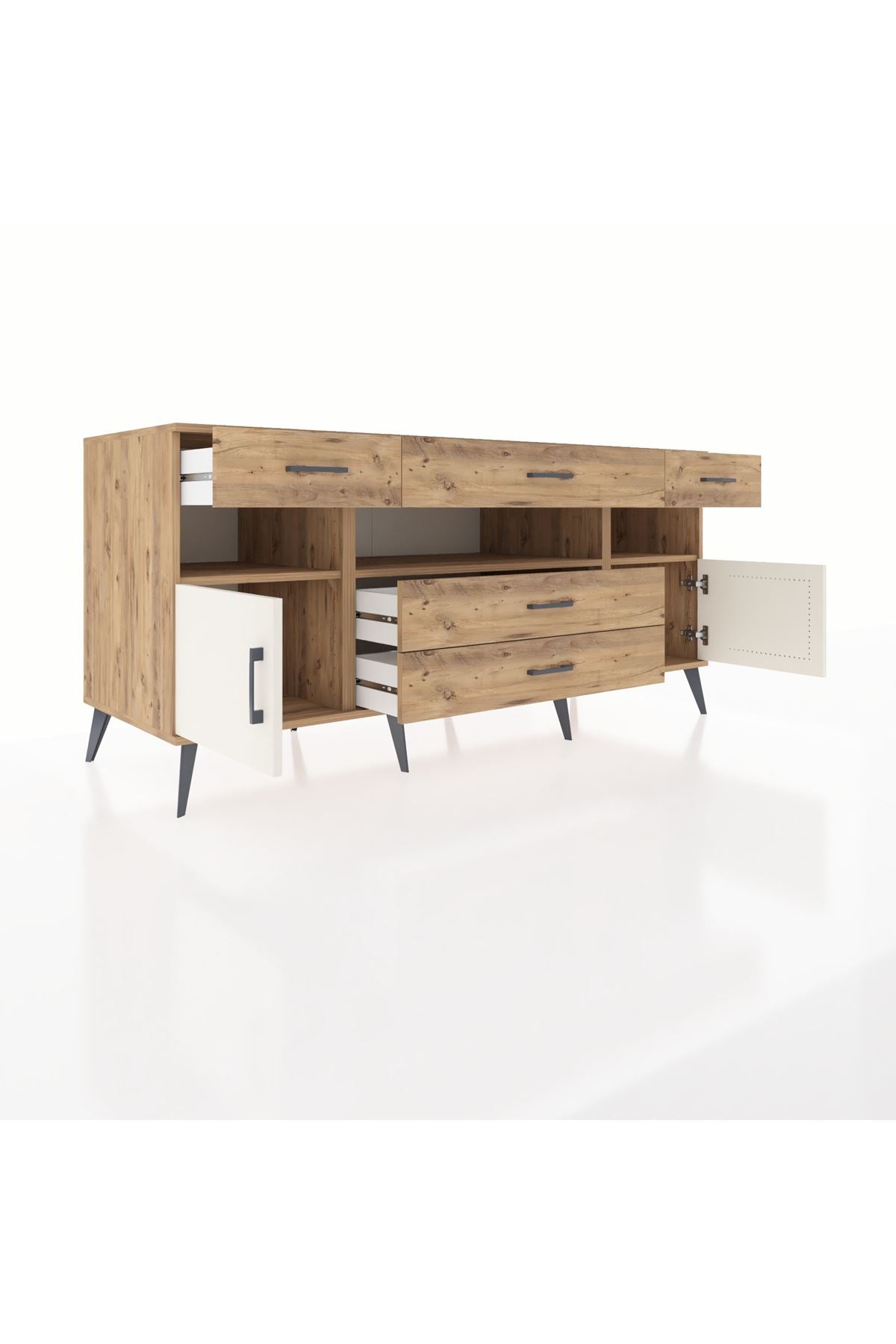 Kronos Konsol 3 Raflı 5 Çekmeceli 2 Kapaklı 176x59x83 - S610M016V24C