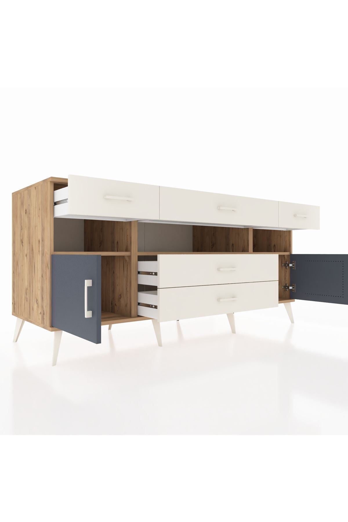 Kronos Konsol 3 Raflı 5 Çekmeceli 2 Kapaklı 176x59x83 - S610M016V25C