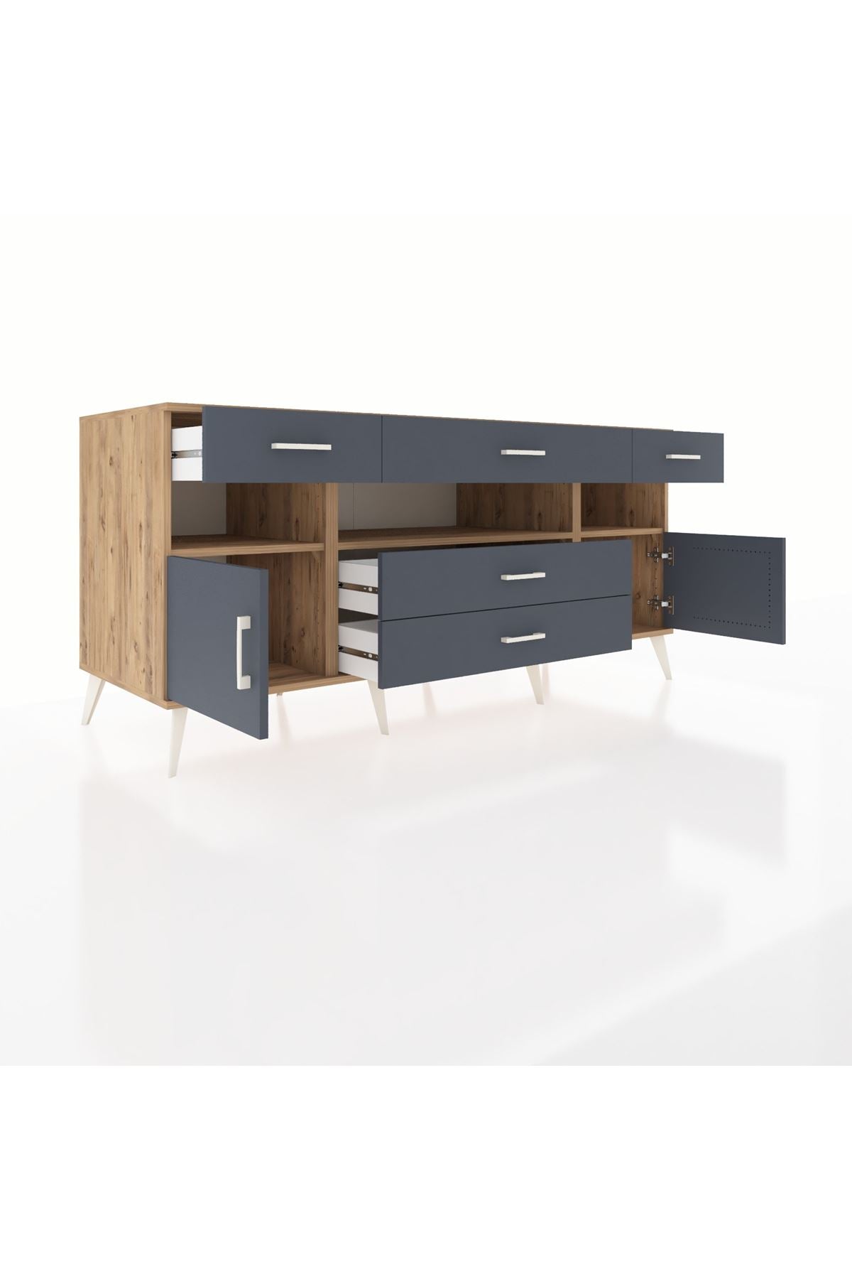 Kronos Konsol 3 Raflı 5 Çekmeceli 2 Kapaklı 176x59x83 - S610M016V26C