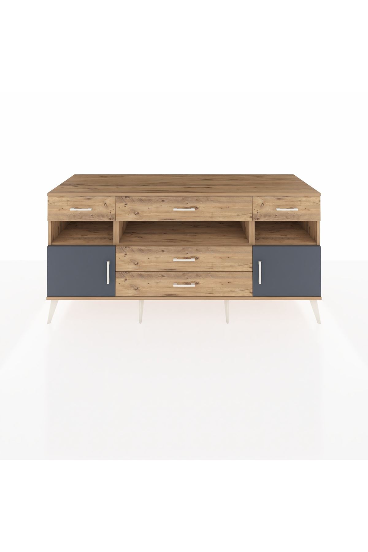Kronos Konsol 3 Raflı 5 Çekmeceli 2 Kapaklı 176x59x83 - S610M016V27C