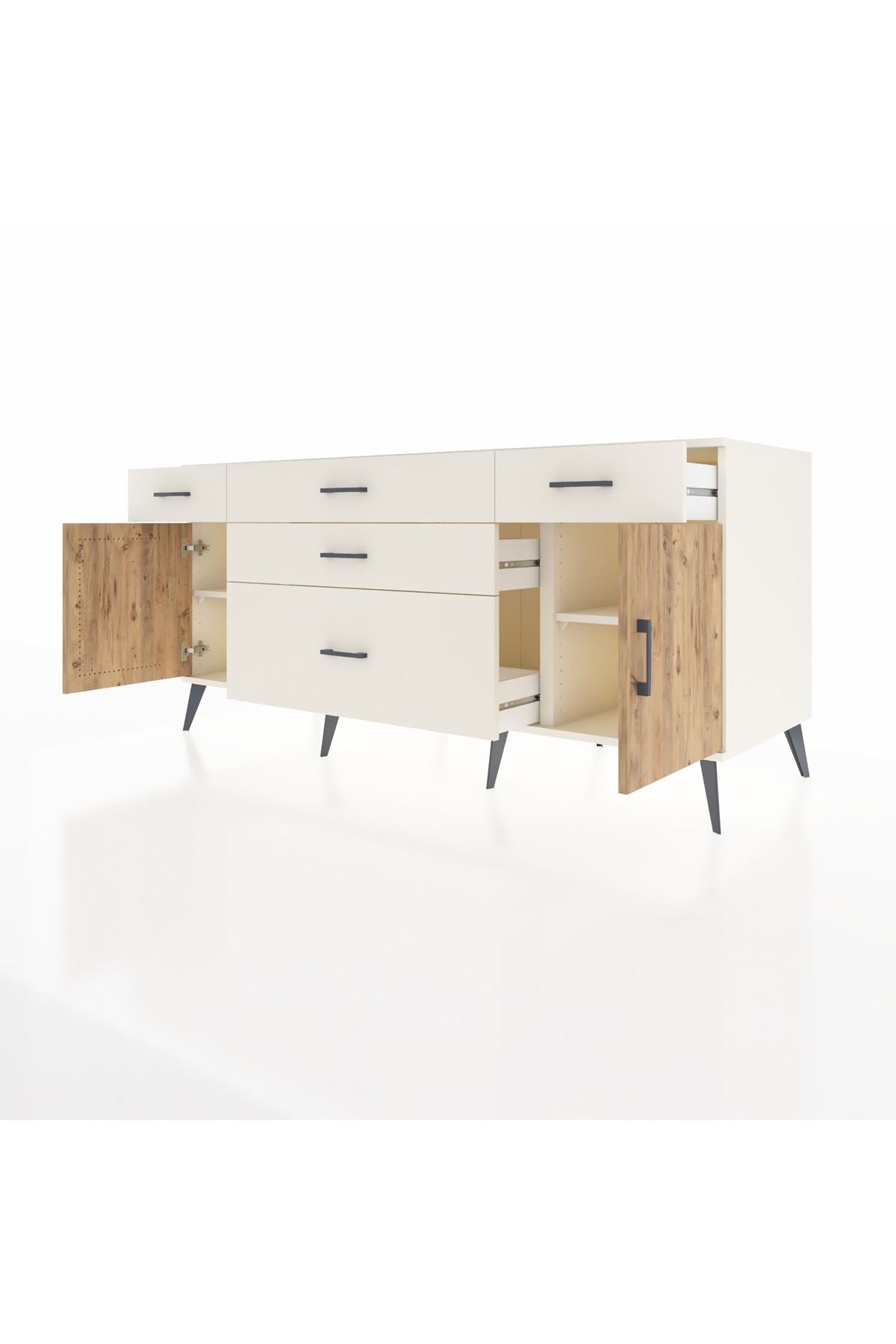 Kronos Konsol 2 Raflı 5 Çekmeceli 2 Kapaklı 176x59x83 - S610M017V01C
