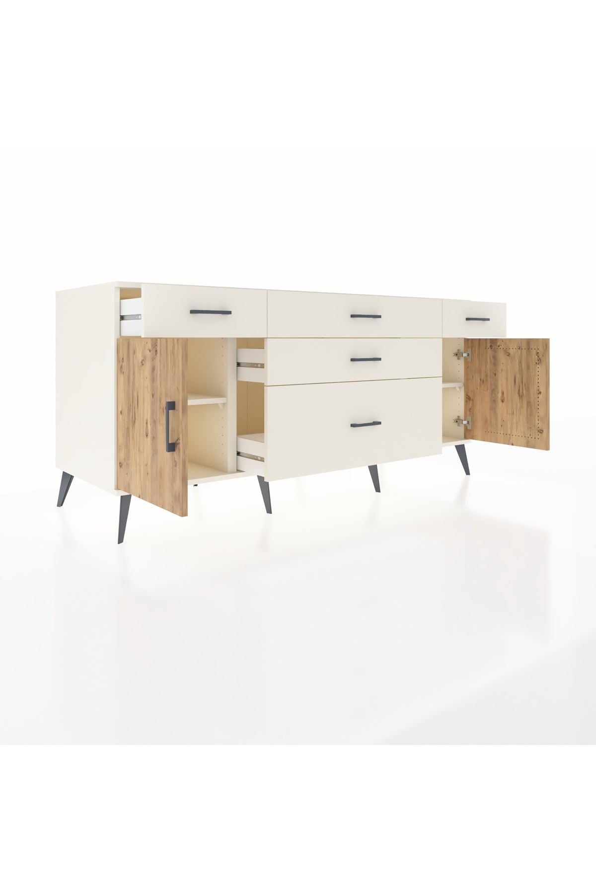 Kronos Konsol 2 Raflı 5 Çekmeceli 2 Kapaklı 176x59x83 - S610M017V01C