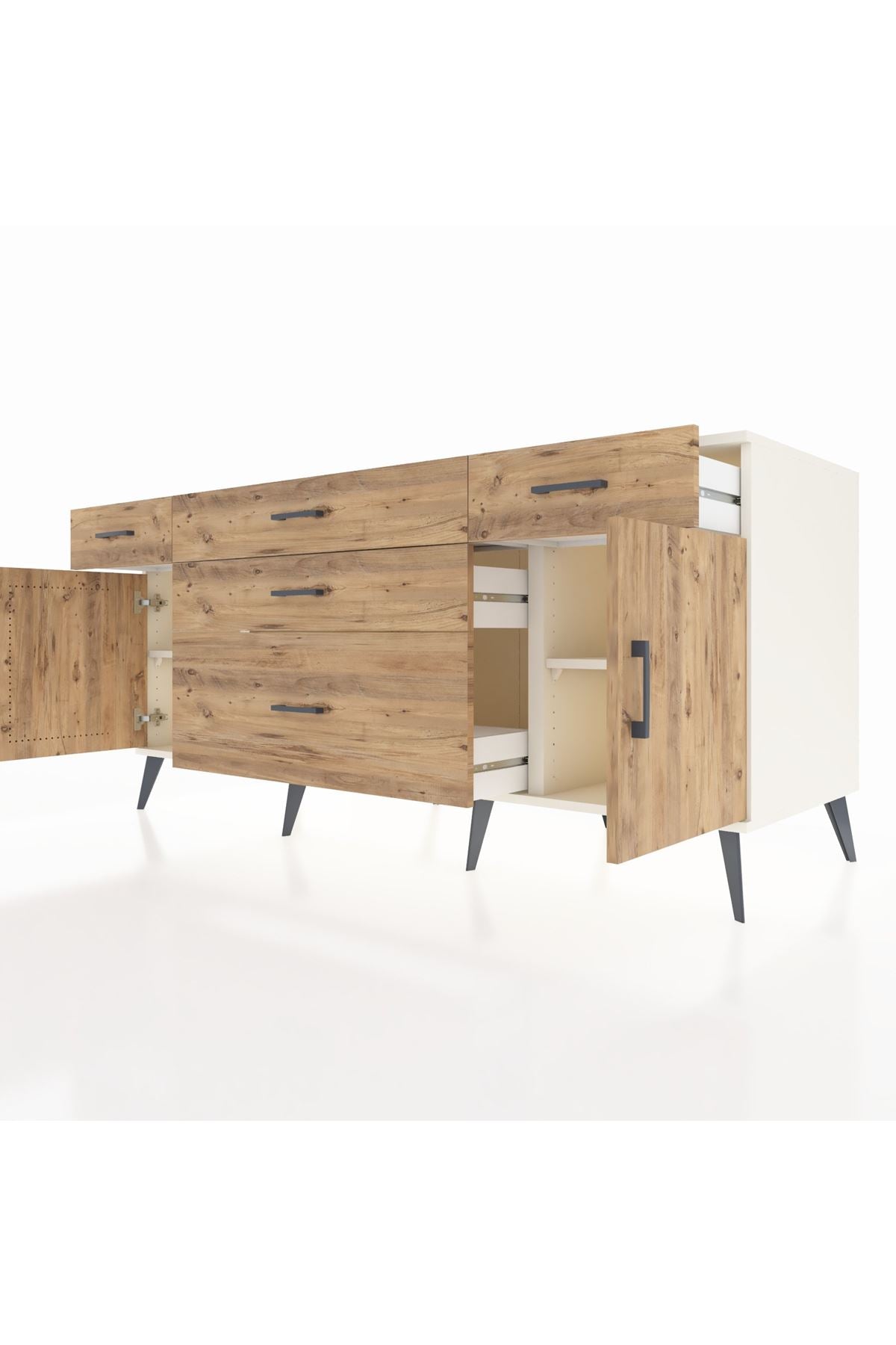 Kronos Konsol 2 Raflı 5 Çekmeceli 2 Kapaklı 176x59x83 - S610M017V03C