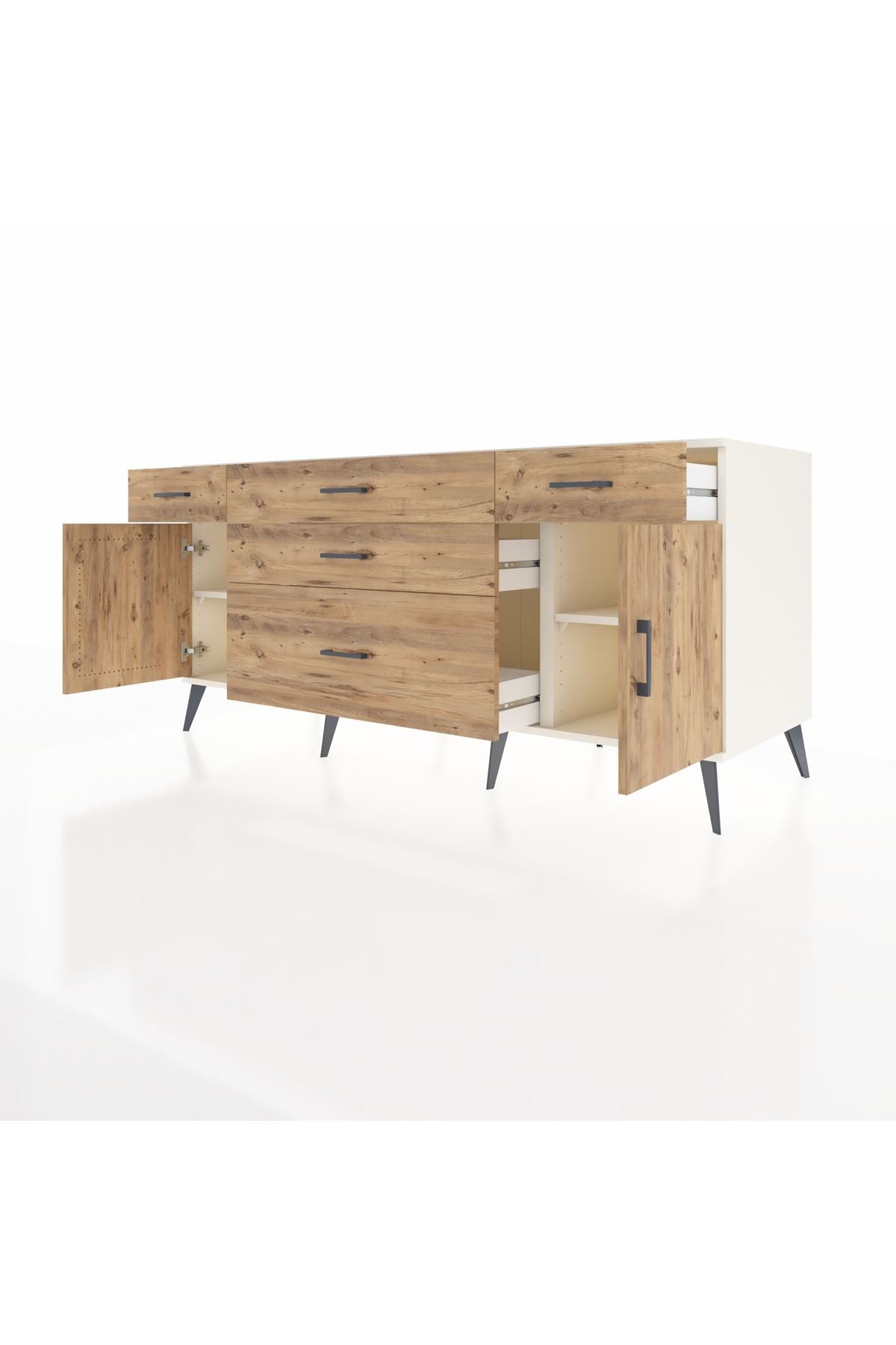Kronos Konsol 2 Raflı 5 Çekmeceli 2 Kapaklı 176x59x83 - S610M017V03C