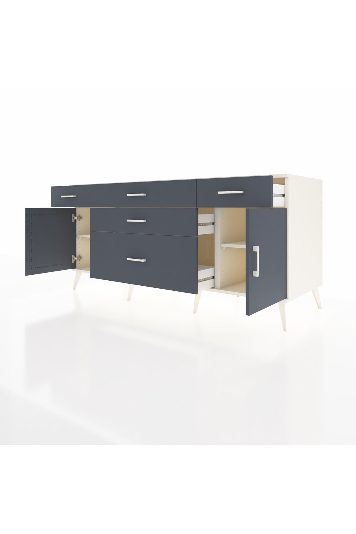 Kronos Konsol 2 Raflı 5 Çekmeceli 2 Kapaklı 176x59x83 - S610M017V08C