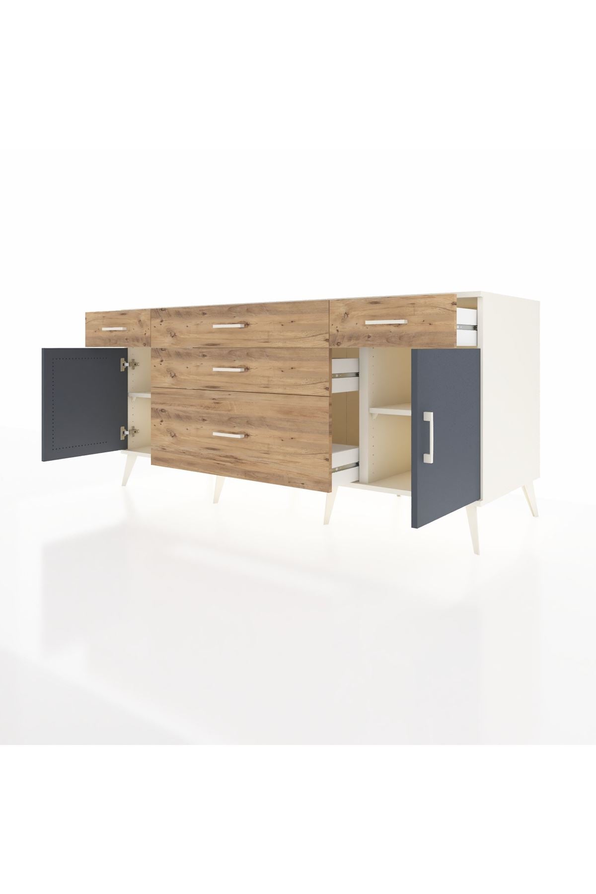 Kronos Konsol 2 Raflı 5 Çekmeceli 2 Kapaklı 176x59x83 - S610M017V09C