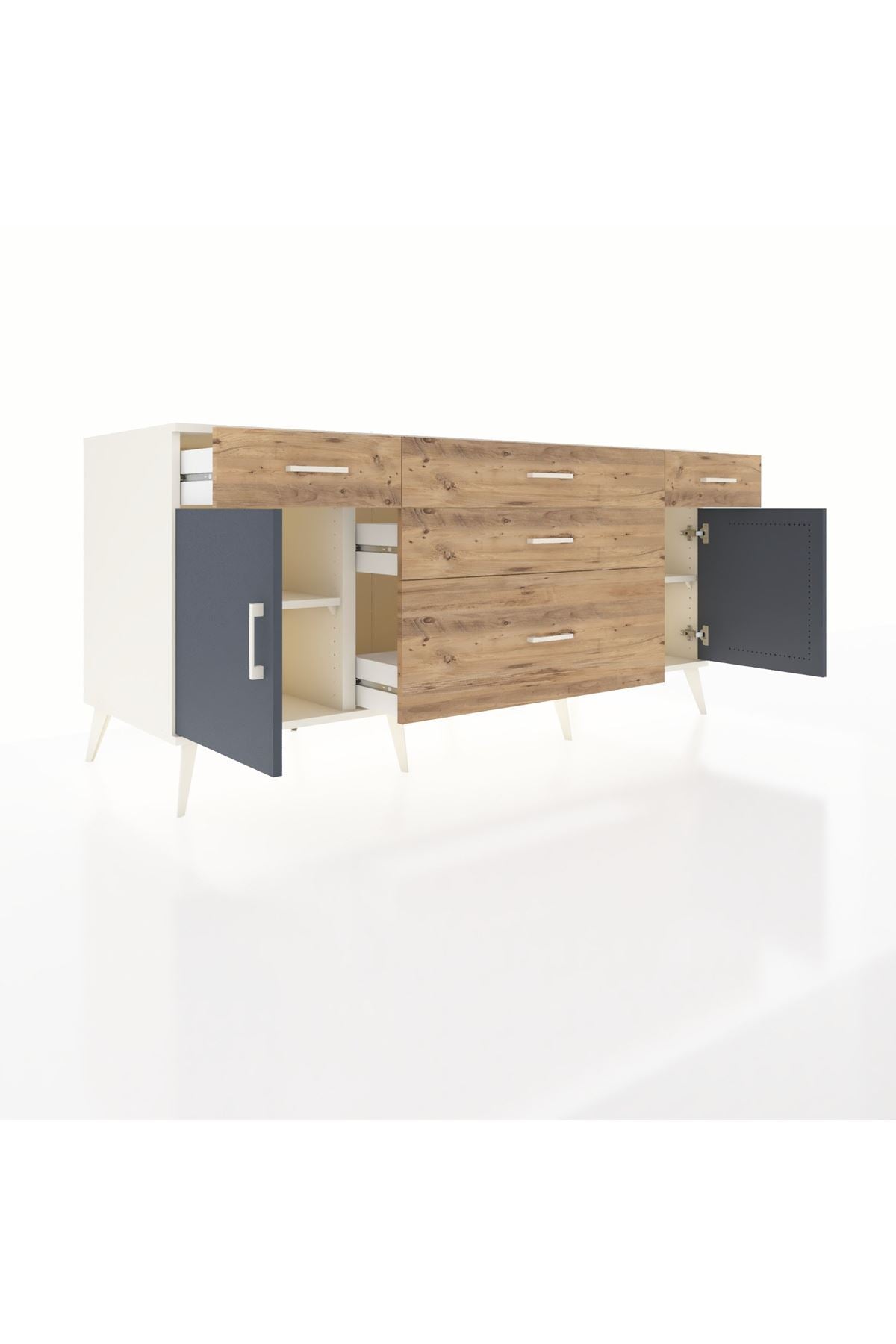 Kronos Konsol 2 Raflı 5 Çekmeceli 2 Kapaklı 176x59x83 - S610M017V09C