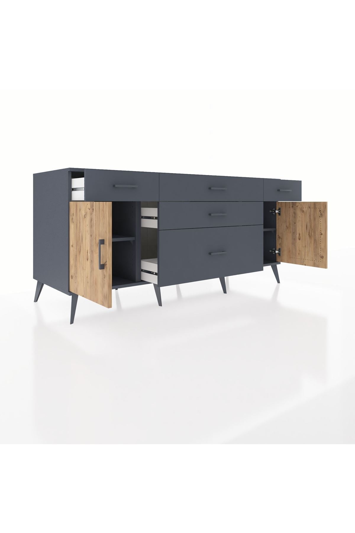 Kronos Konsol 2 Raflı 5 Çekmeceli 2 Kapaklı 176x59x83 - S610M017V11C