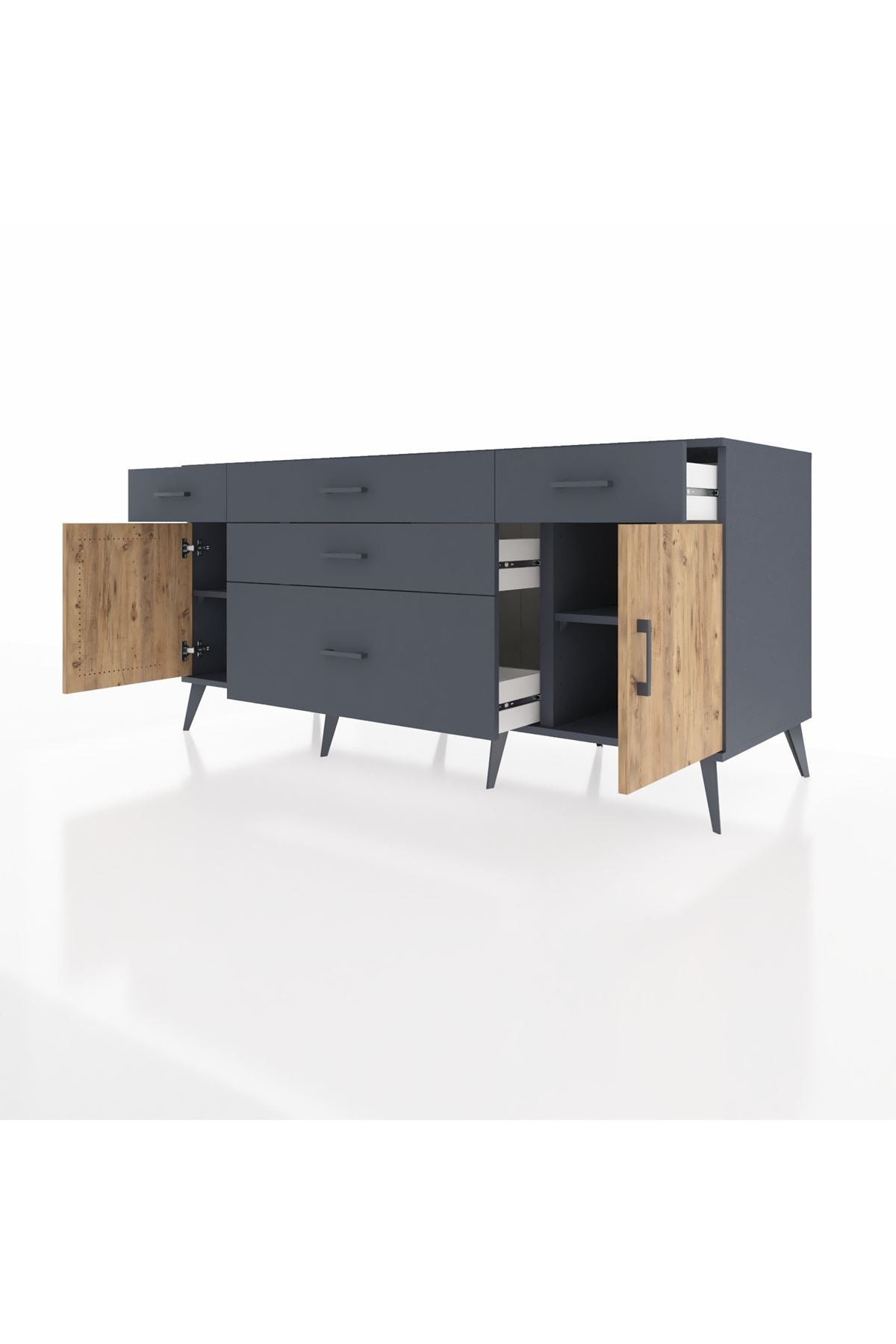 Kronos Konsol 2 Raflı 5 Çekmeceli 2 Kapaklı 176x59x83 - S610M017V11C