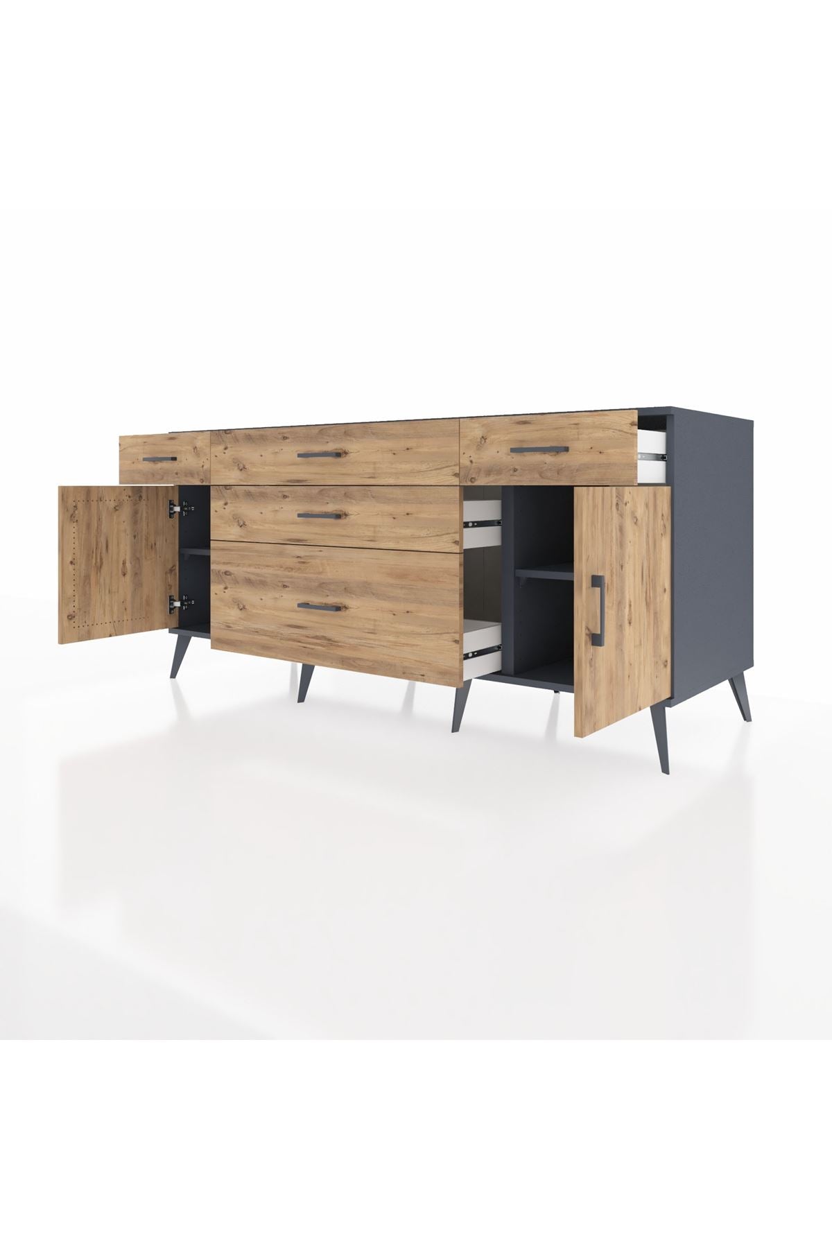 Kronos Konsol 2 Raflı 5 Çekmeceli 2 Kapaklı 176x59x83 - S610M017V12C