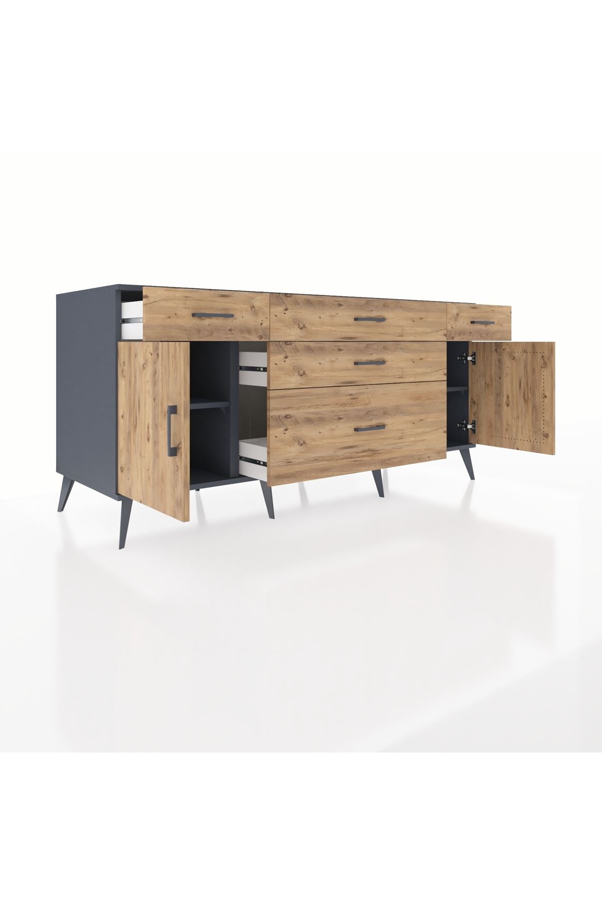 Kronos Konsol 2 Raflı 5 Çekmeceli 2 Kapaklı 176x59x83 - S610M017V12C