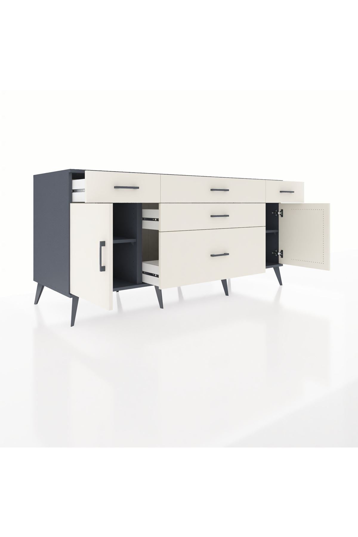 Kronos Konsol 2 Raflı 5 Çekmeceli 2 Kapaklı 176x59x83 - S610M017V13C