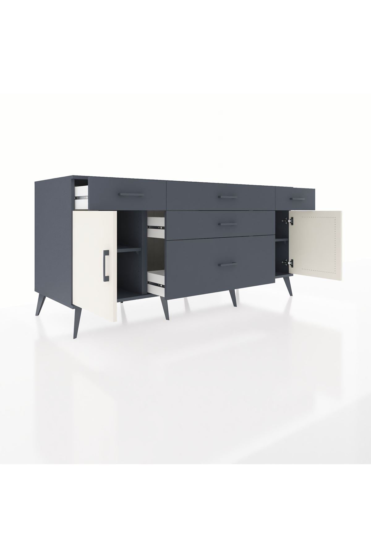 Kronos Konsol 2 Raflı 5 Çekmeceli 2 Kapaklı 176x59x83 - S610M017V14C