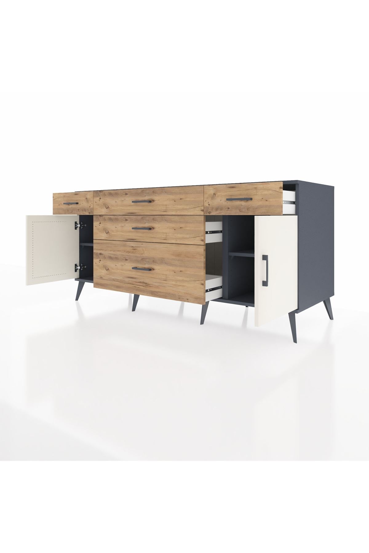 Kronos Konsol 2 Raflı 5 Çekmeceli 2 Kapaklı 176x59x83 - S610M017V15C