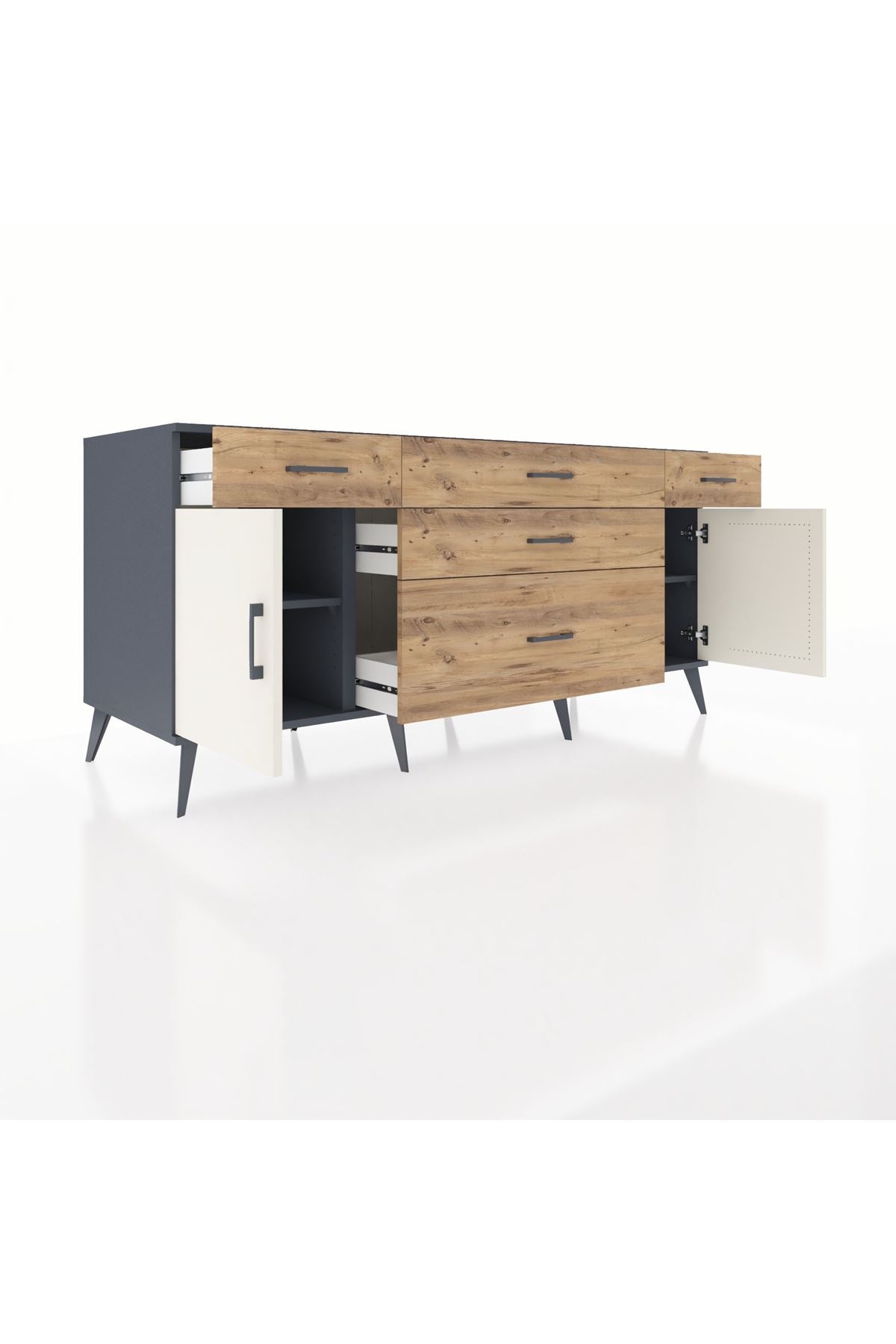 Kronos Konsol 2 Raflı 5 Çekmeceli 2 Kapaklı 176x59x83 - S610M017V15C