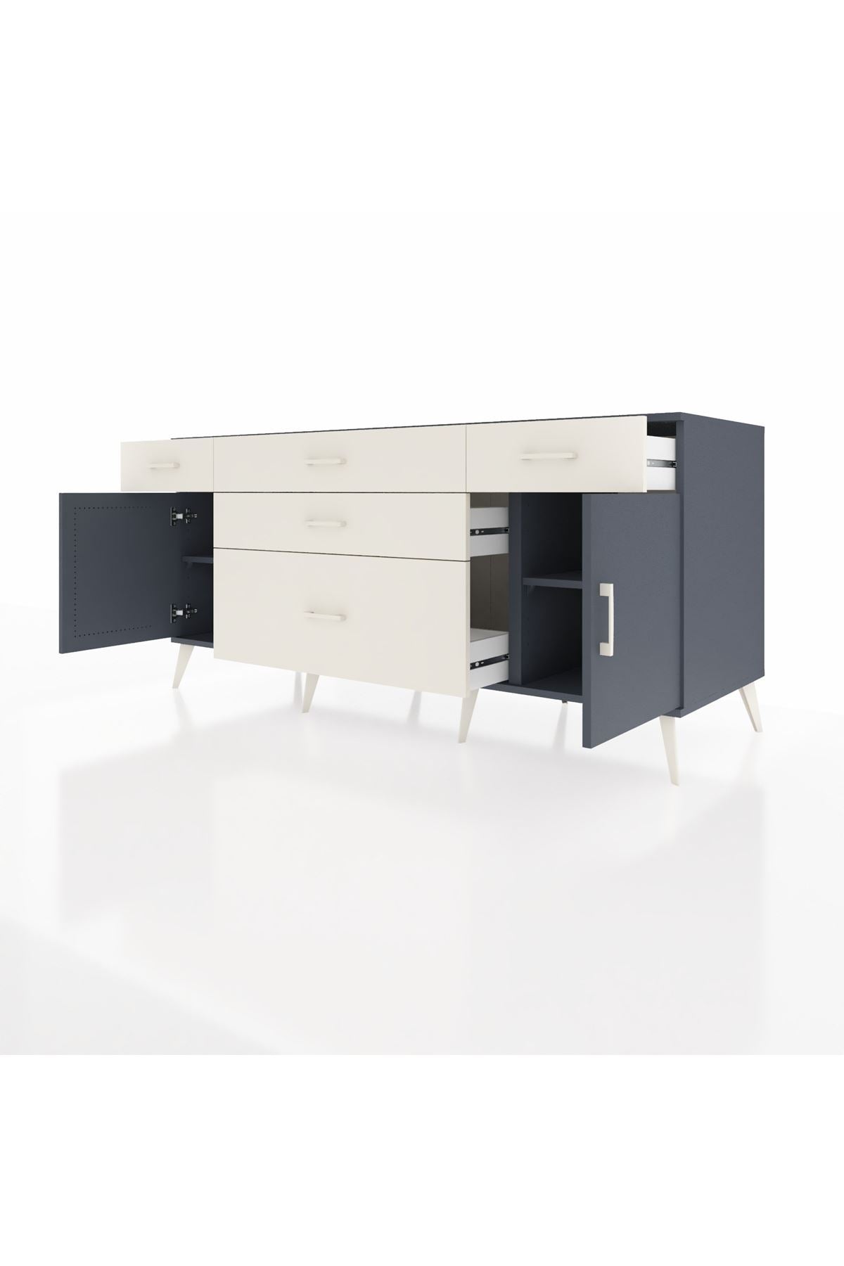 Kronos Konsol 2 Raflı 5 Çekmeceli 2 Kapaklı 176x59x83 - S610M017V16C
