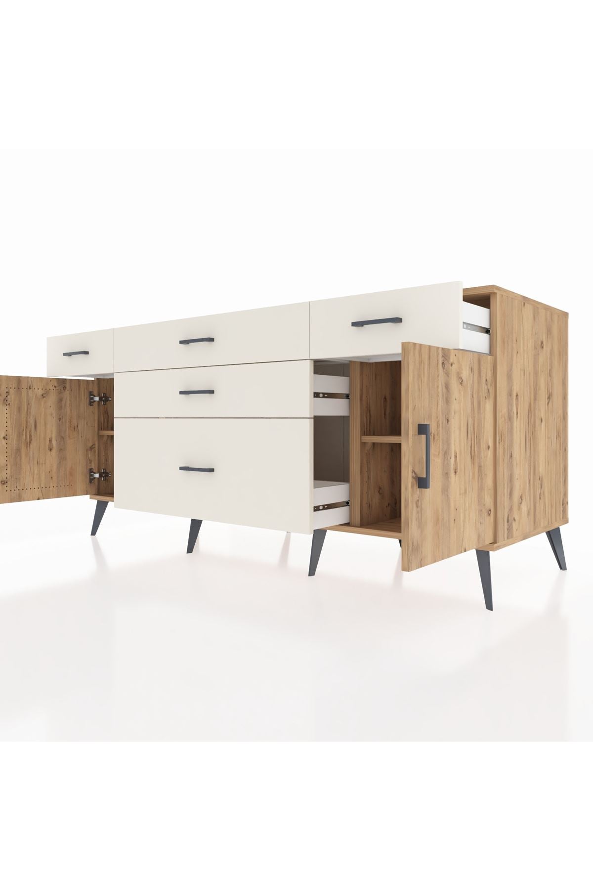 Kronos Konsol 2 Raflı 5 Çekmeceli 2 Kapaklı 176x59x83 - S610M017V19C