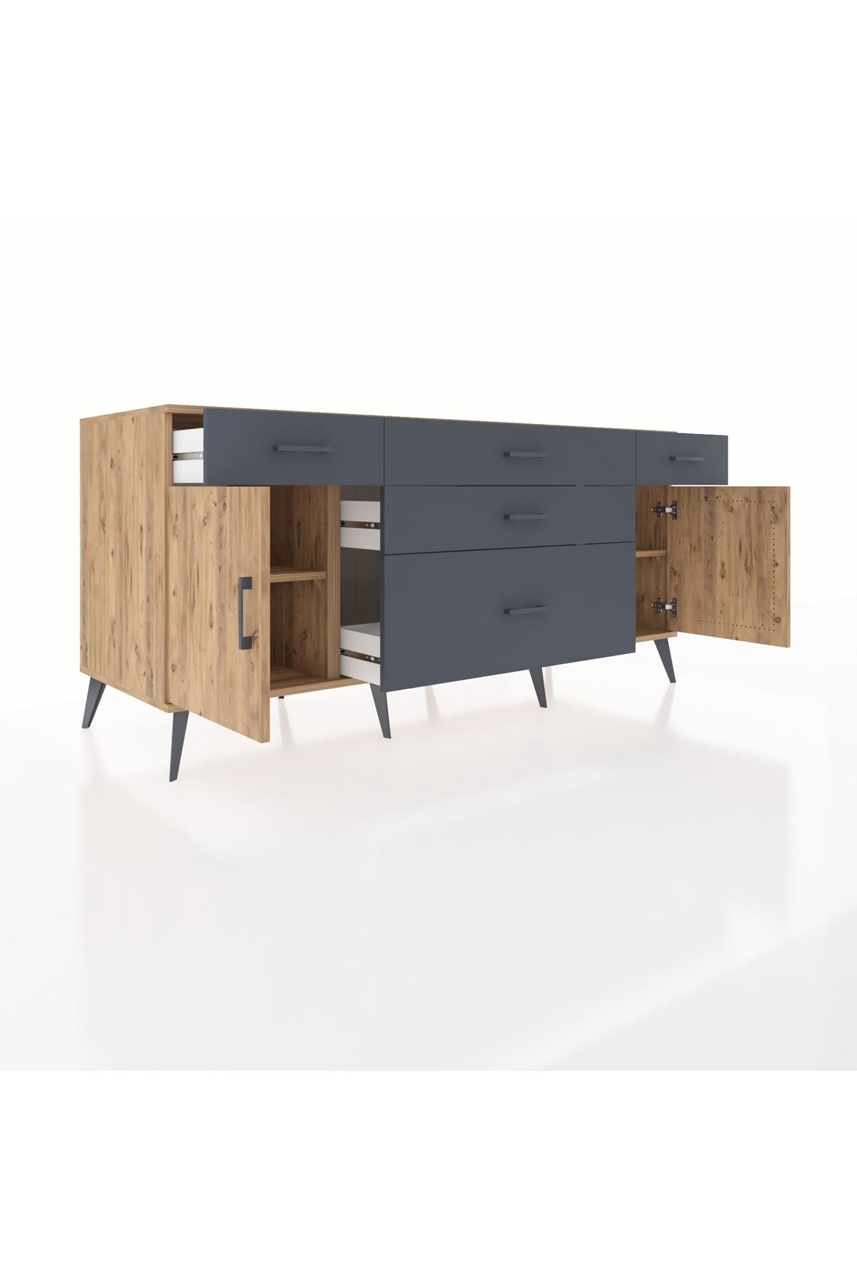 Kronos Konsol 2 Raflı 5 Çekmeceli 2 Kapaklı 176x59x83 - S610M017V20C