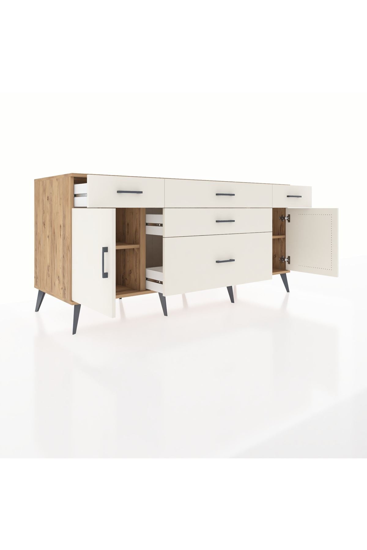 Kronos Konsol 2 Raflı 5 Çekmeceli 2 Kapaklı 176x59x83 - S610M017V22C