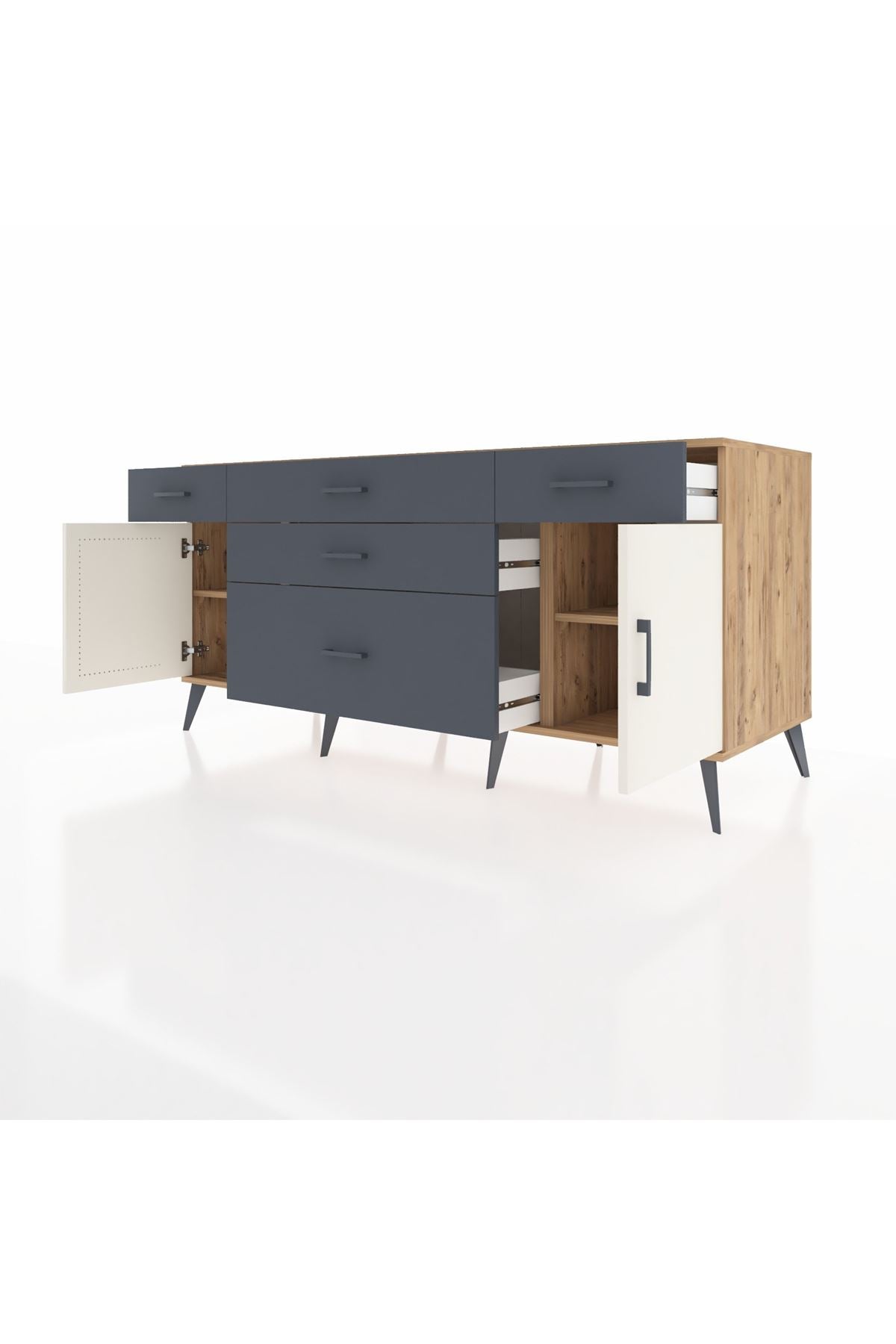 Kronos Konsol 2 Raflı 5 Çekmeceli 2 Kapaklı 176x59x83 - S610M017V23C