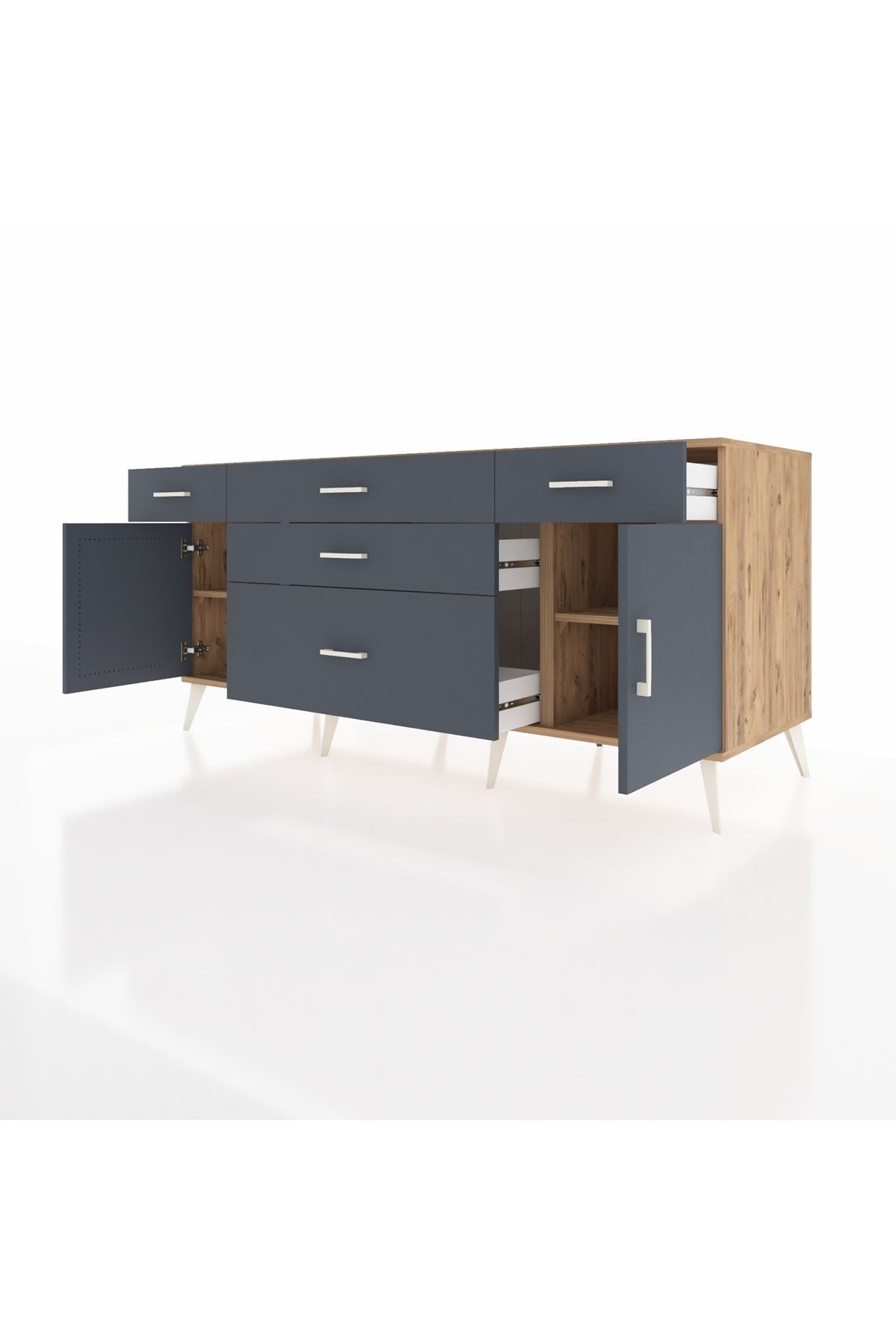 Kronos Konsol 2 Raflı 5 Çekmeceli 2 Kapaklı 176x59x83 - S610M017V26C