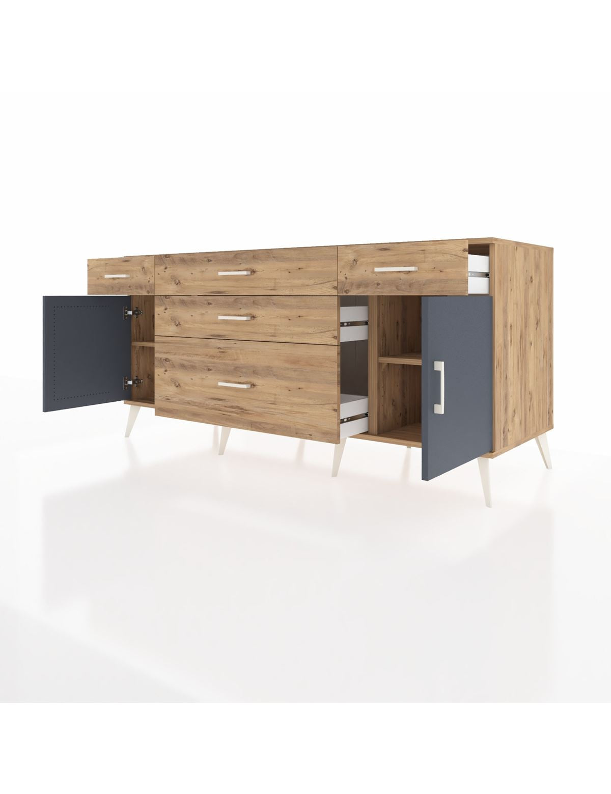 Kronos Konsol 2 Raflı 5 Çekmeceli 2 Kapaklı 176x59x83 - S610M017V27C