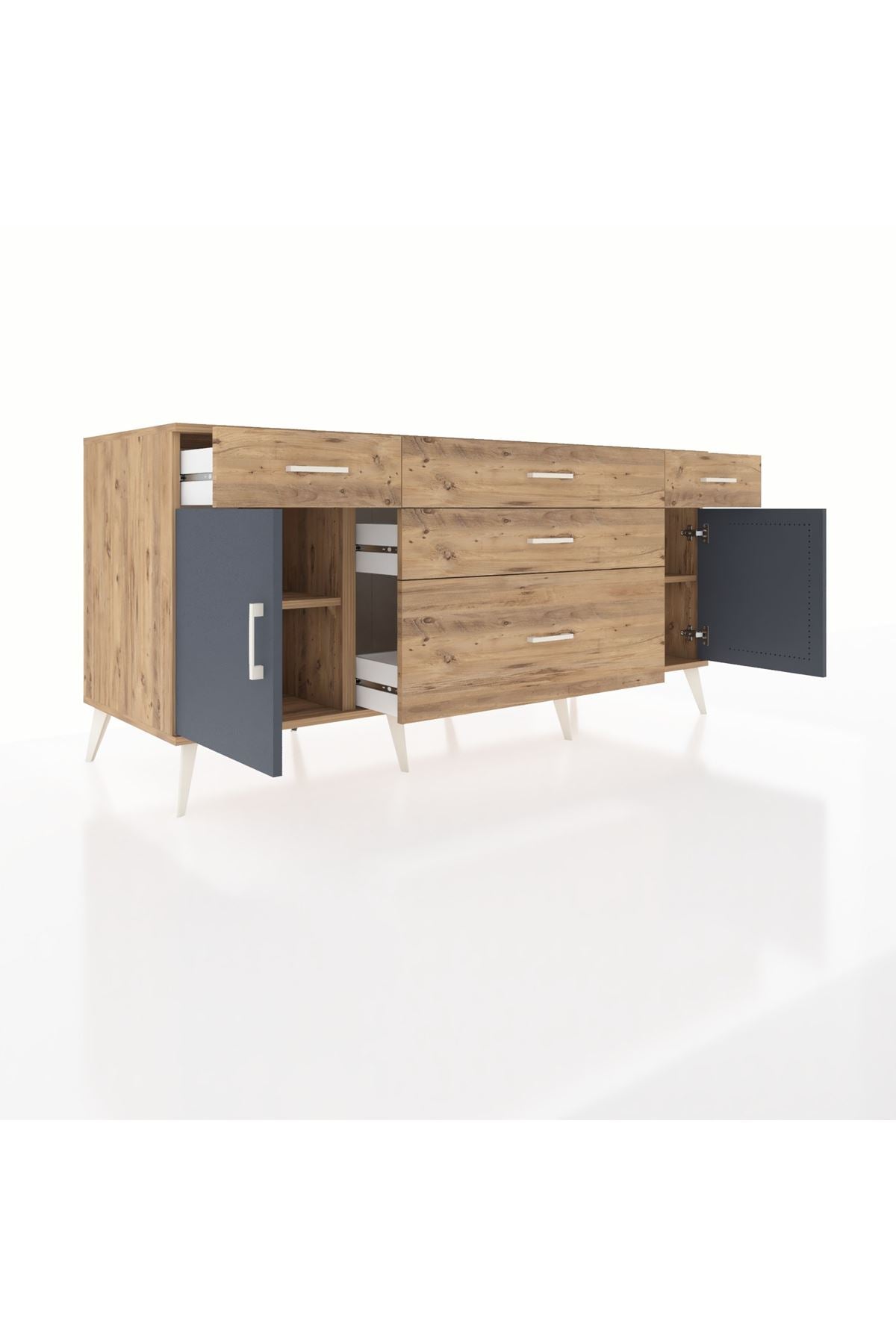 Kronos Konsol 2 Raflı 5 Çekmeceli 2 Kapaklı 176x59x83 - S610M017V27C