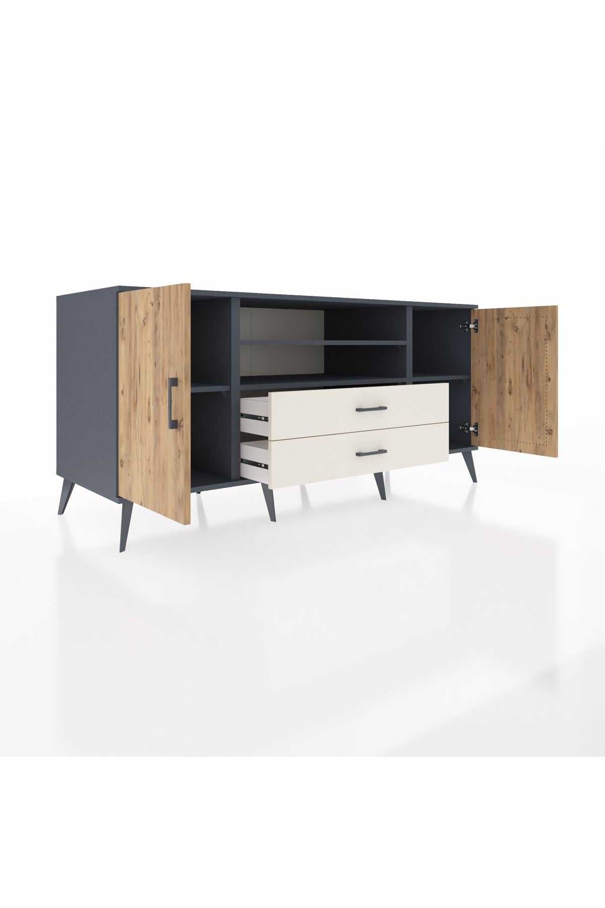 Kronos Konsol 4 Raflı 2 Çekmeceli 2 Kapaklı 176x59x83 - S610M018V10C