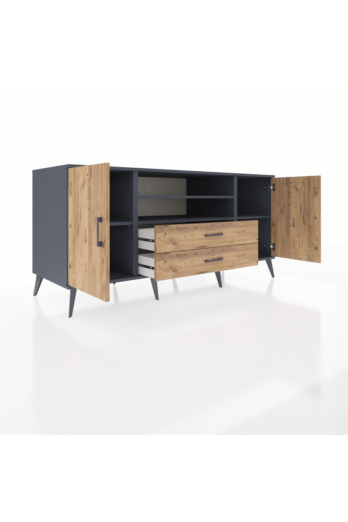 Kronos Konsol 4 Raflı 2 Çekmeceli 2 Kapaklı 176x59x83 - S610M018V12C