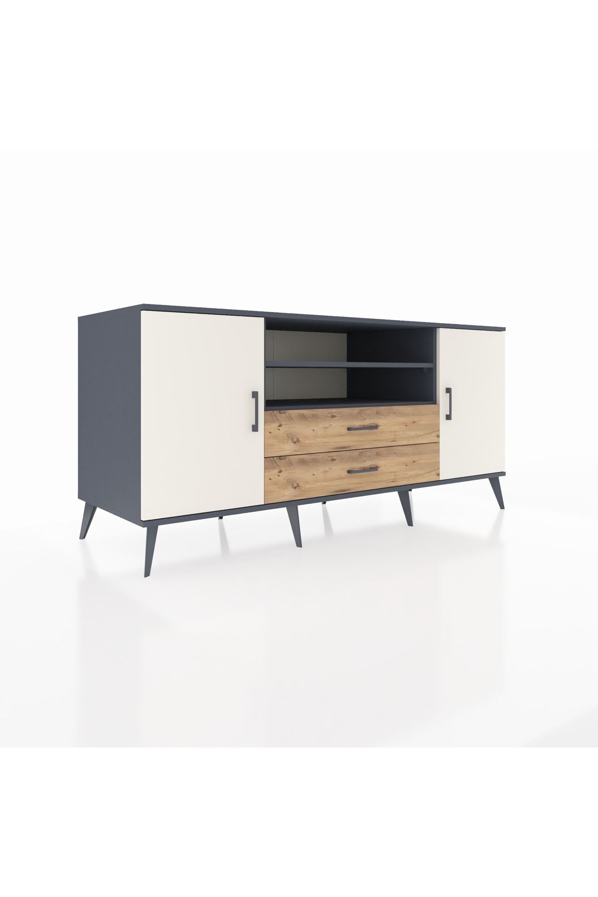 Kronos Konsol 4 Raflı 2 Çekmeceli 2 Kapaklı 176x59x83 - S610M018V15C