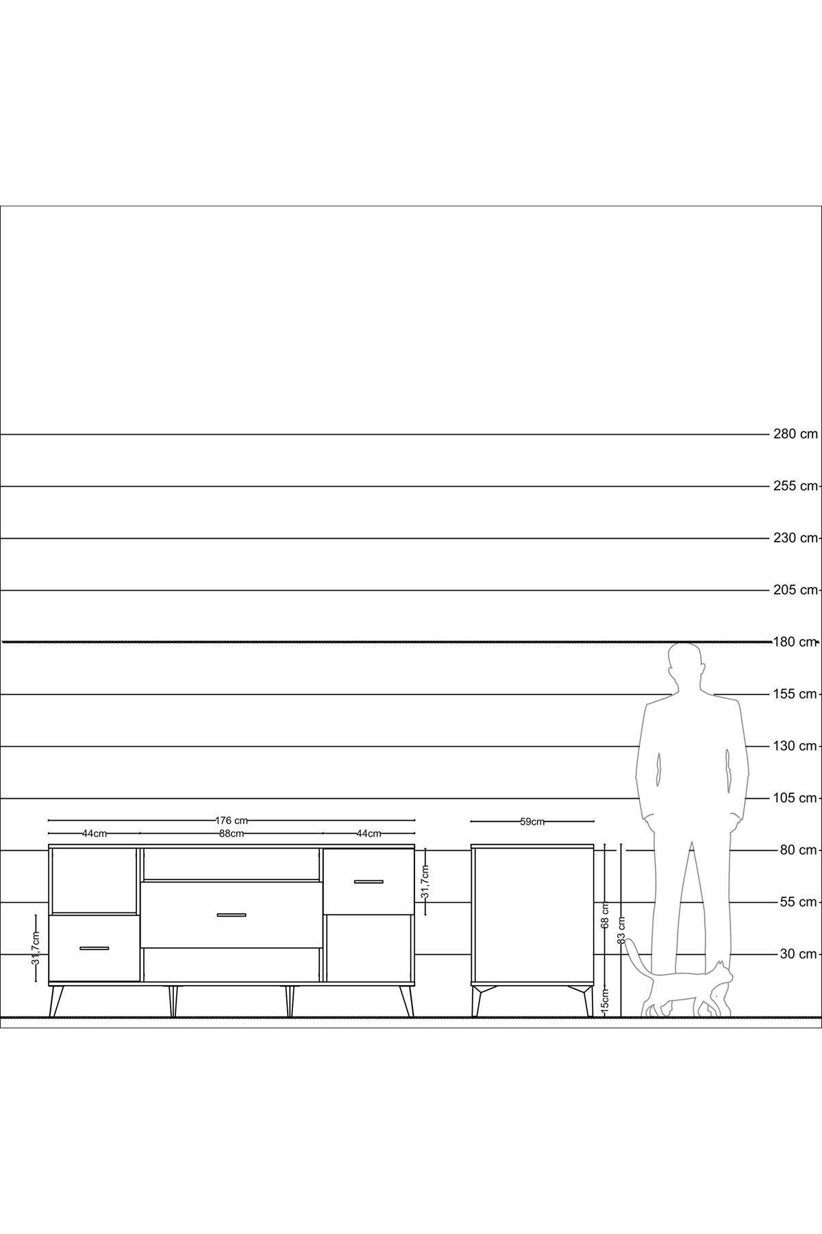 Kronos Konsol 2 Raflı 3 Çekmeceli 176x59x83 - S610M019V20C