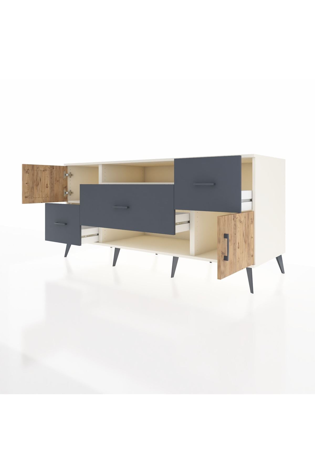 Kronos Konsol 2 Raflı 3 Çekmeceli 2 Kapaklı 176x59x83 - S610M020V02C