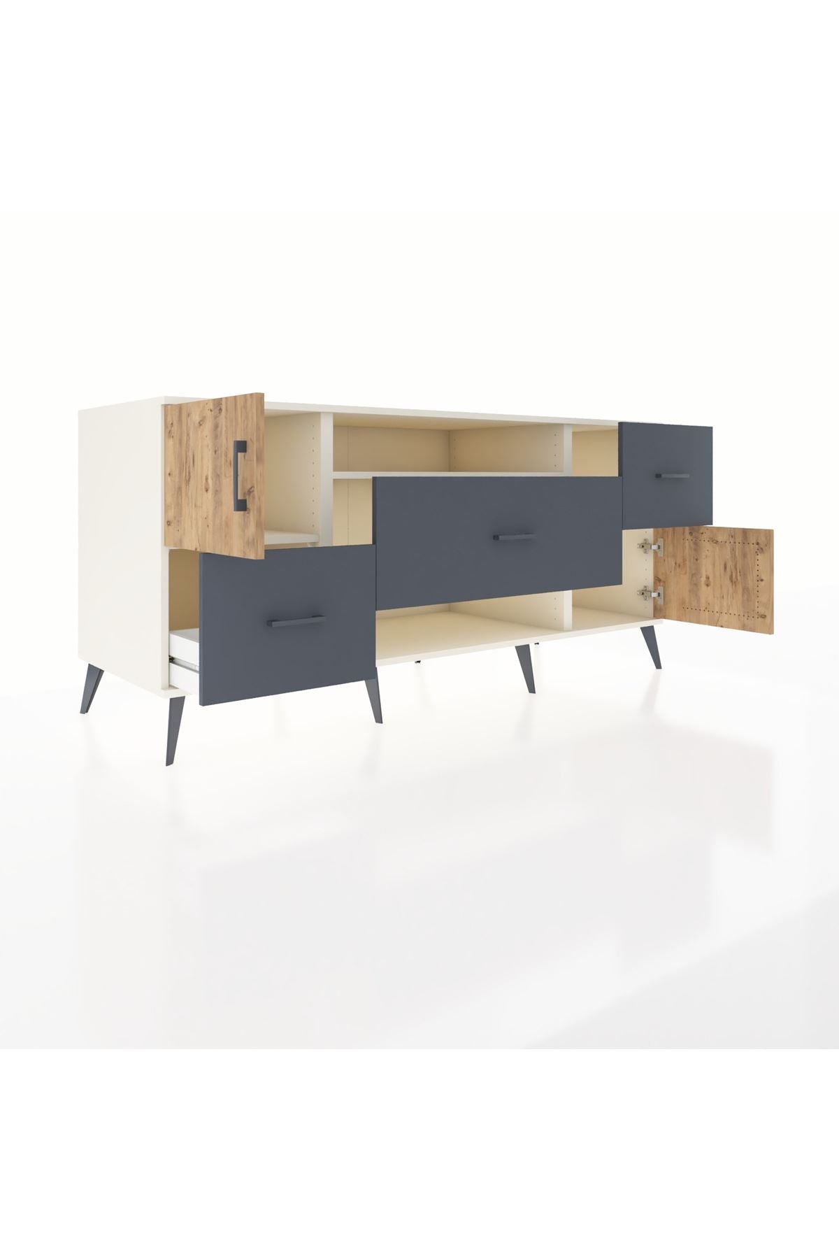 Kronos Konsol 2 Raflı 3 Çekmeceli 2 Kapaklı 176x59x83 - S610M020V02C