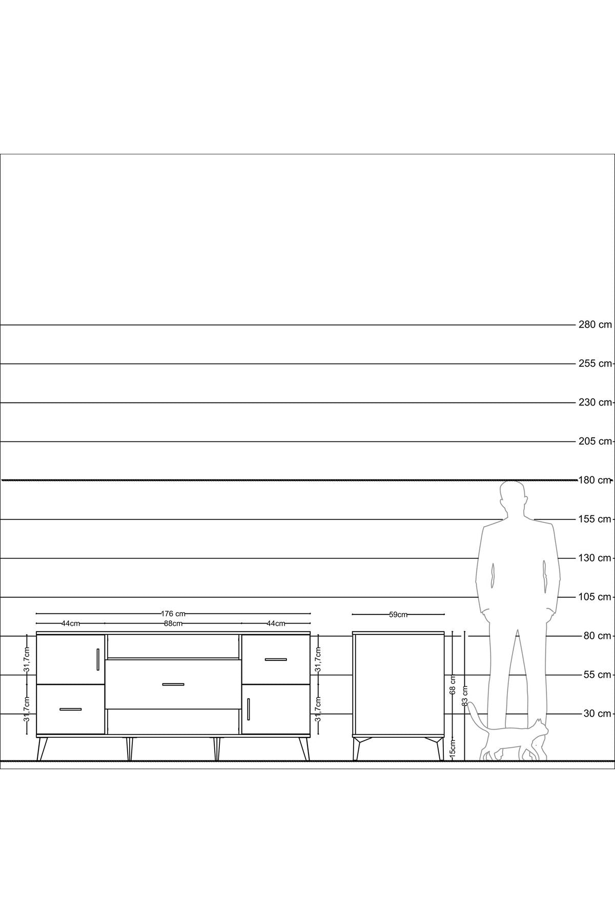 Kronos Konsol 2 Raflı 3 Çekmeceli 2 Kapaklı 176x59x83 - S610M020V21C