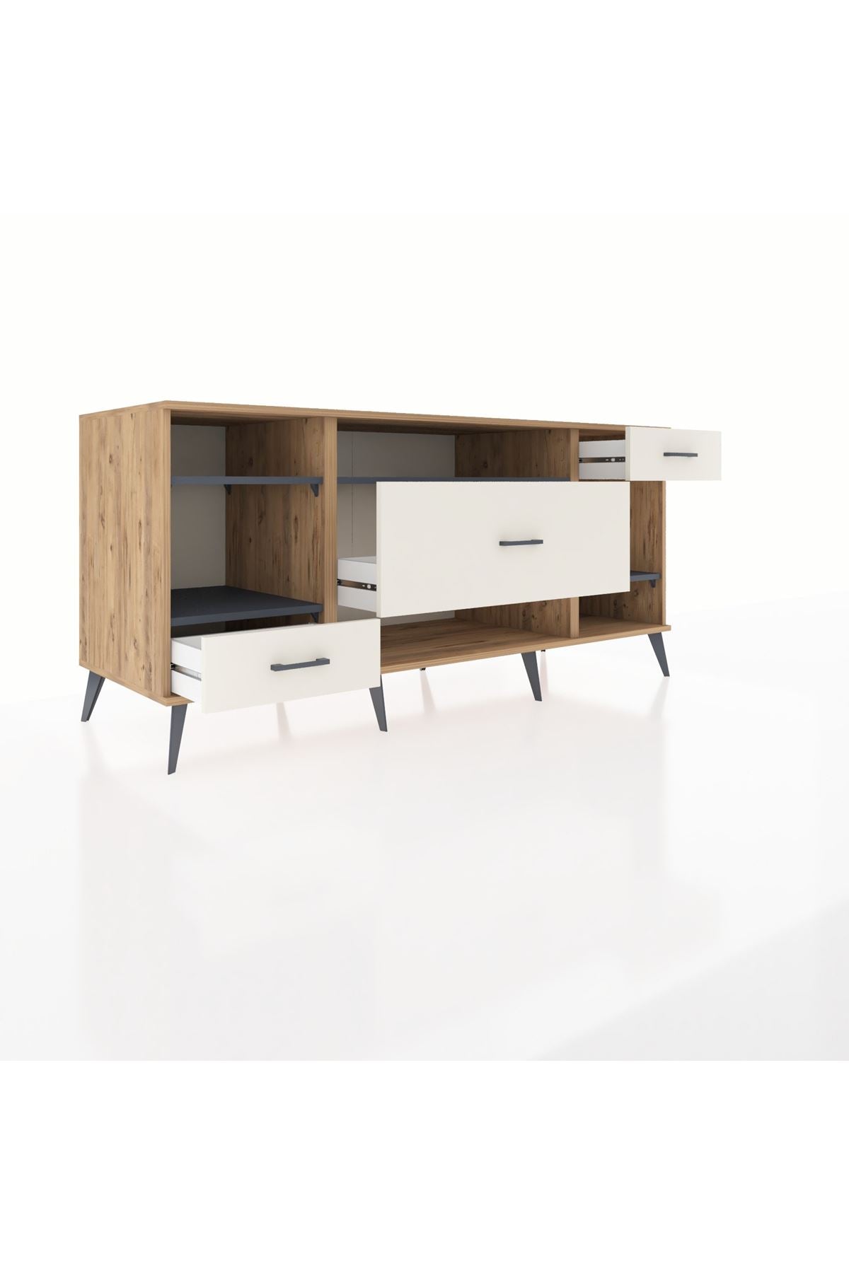 Kronos Konsol 4 Raflı 3 Çekmeceli 176x59x83 - S610M021V25C