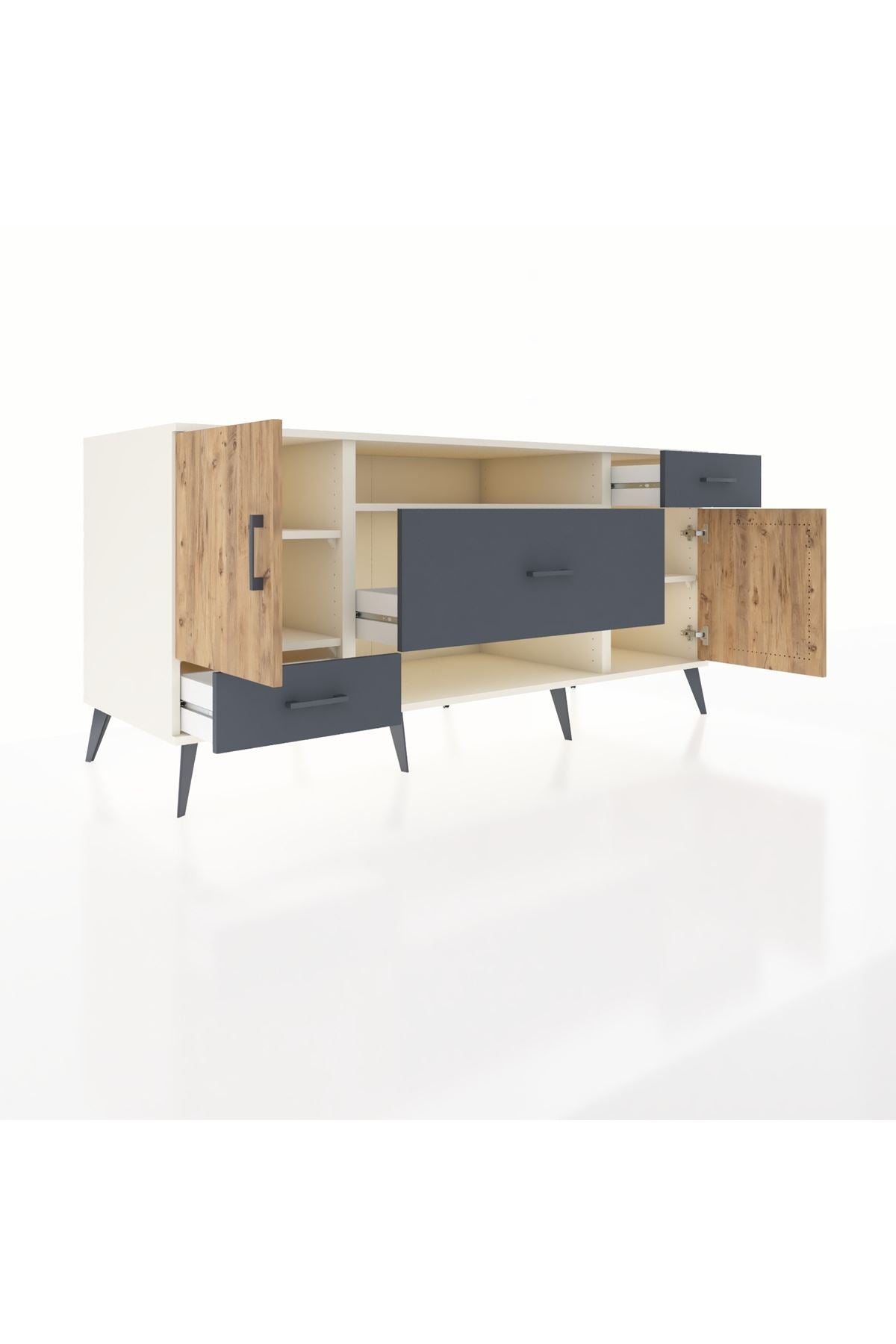 Kronos Konsol 4 Raflı 3 Çekmeceli 2 Kapaklı 176x59x83 - S610M022V02C
