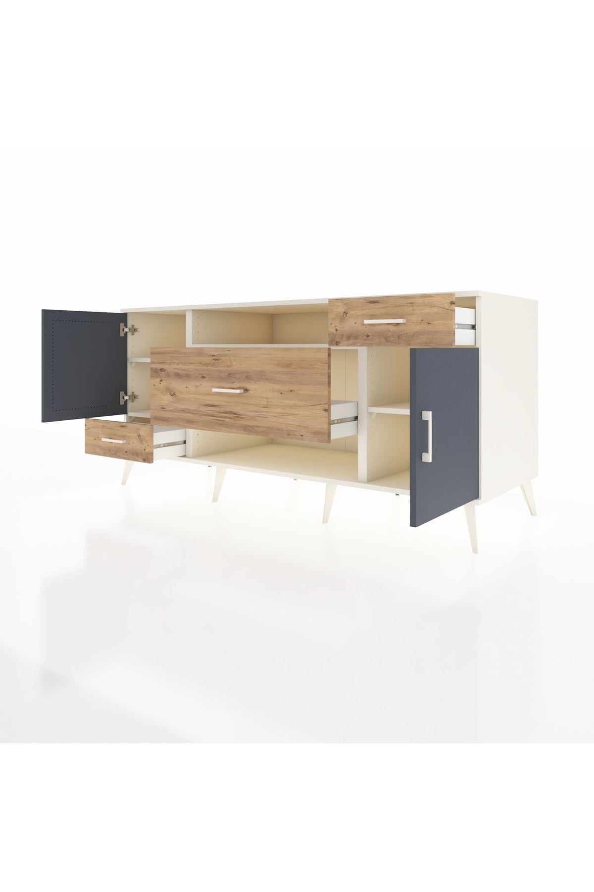 Kronos Konsol 4 Raflı 3 Çekmeceli 2 Kapaklı 176x59x83 - S610M022V09C